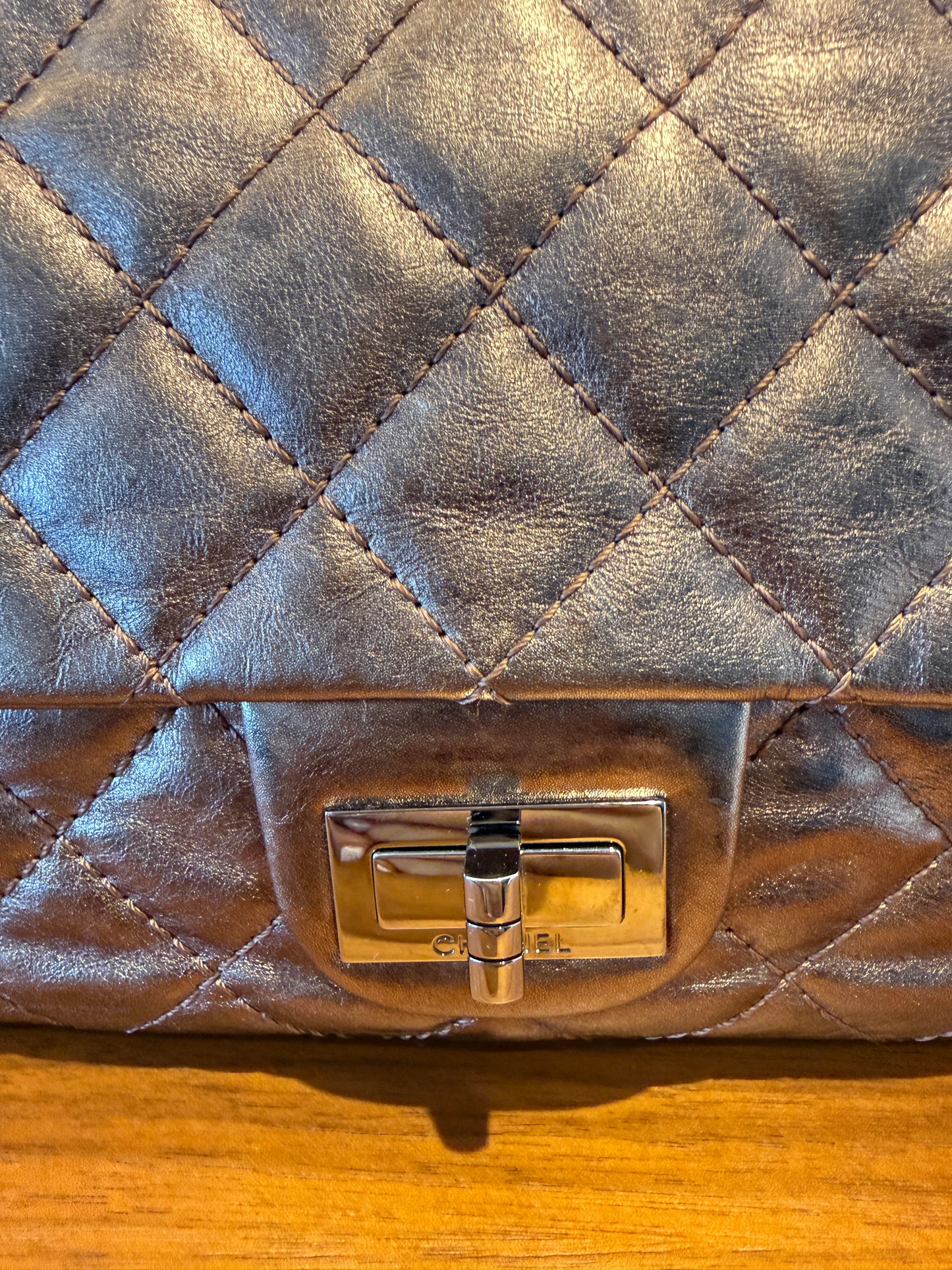 Chanel Bronze 2.55 Metallic Quilted shopping tote with Matching Wallet