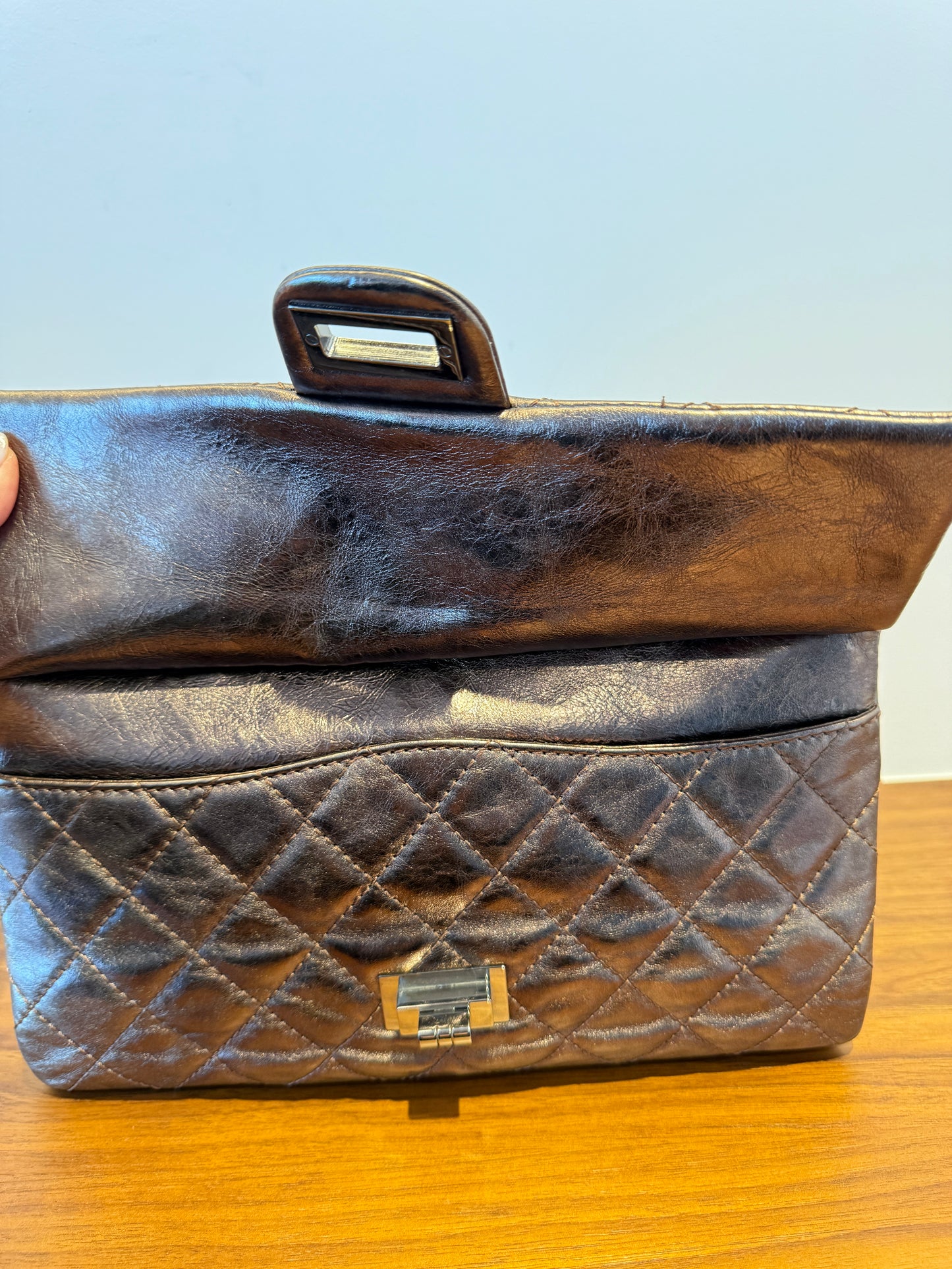 Chanel Bronze 2.55 Metallic Quilted shopping tote with Matching Wallet