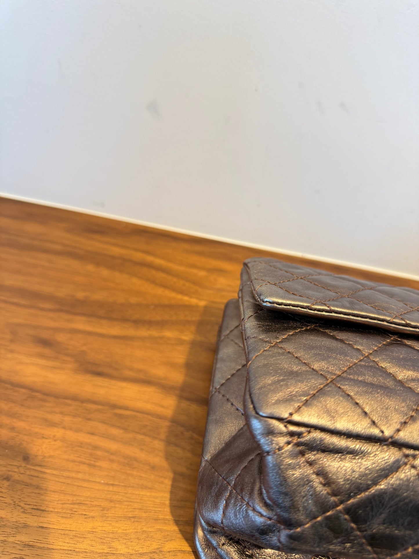 Chanel Bronze 2.55 Metallic Quilted shopping tote with Matching Wallet