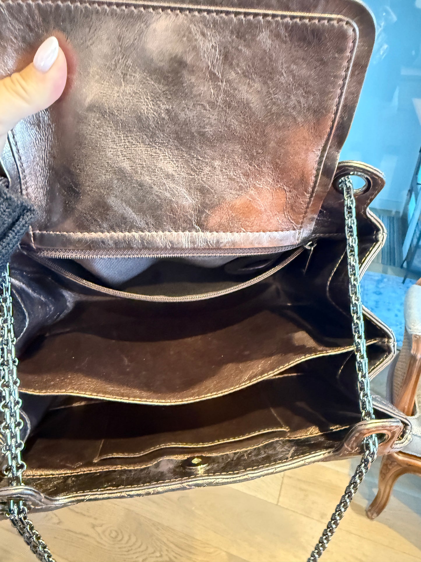 Chanel Bronze 2.55 Metallic Quilted shopping tote with Matching Wallet