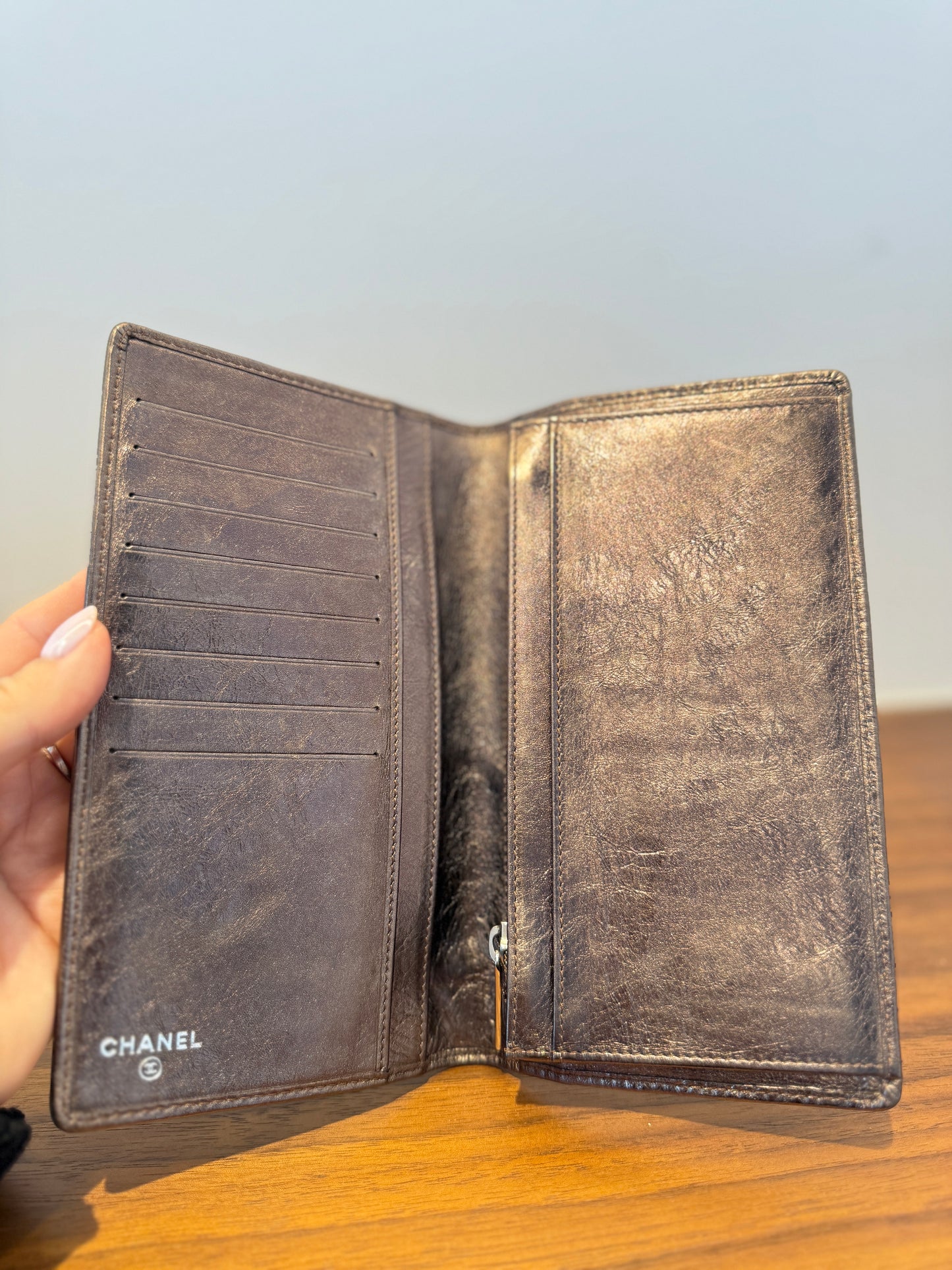 Chanel Bronze 2.55 Metallic Quilted shopping tote with Matching Wallet