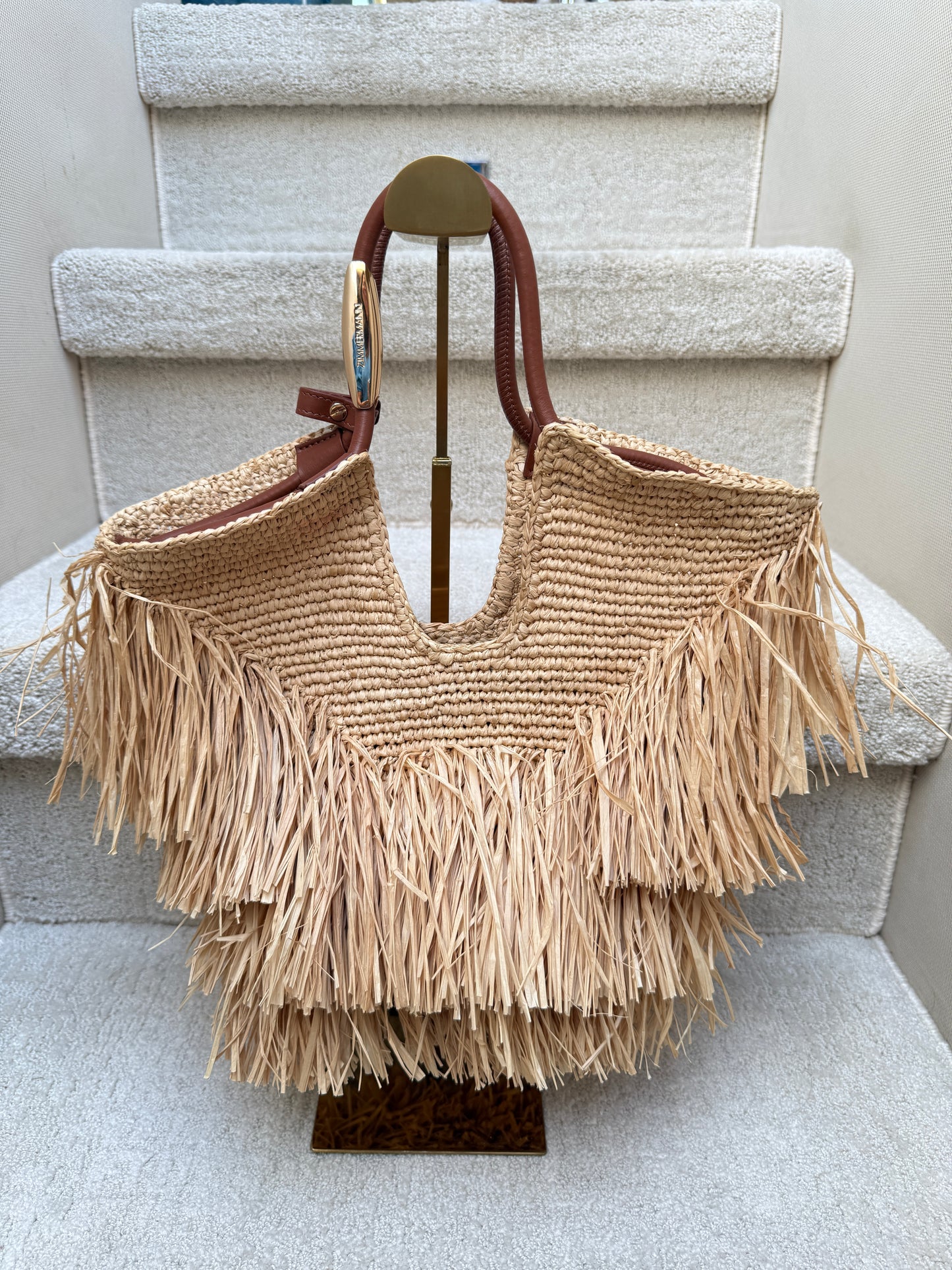 Zimmerman Raffia handbag with Leather trim