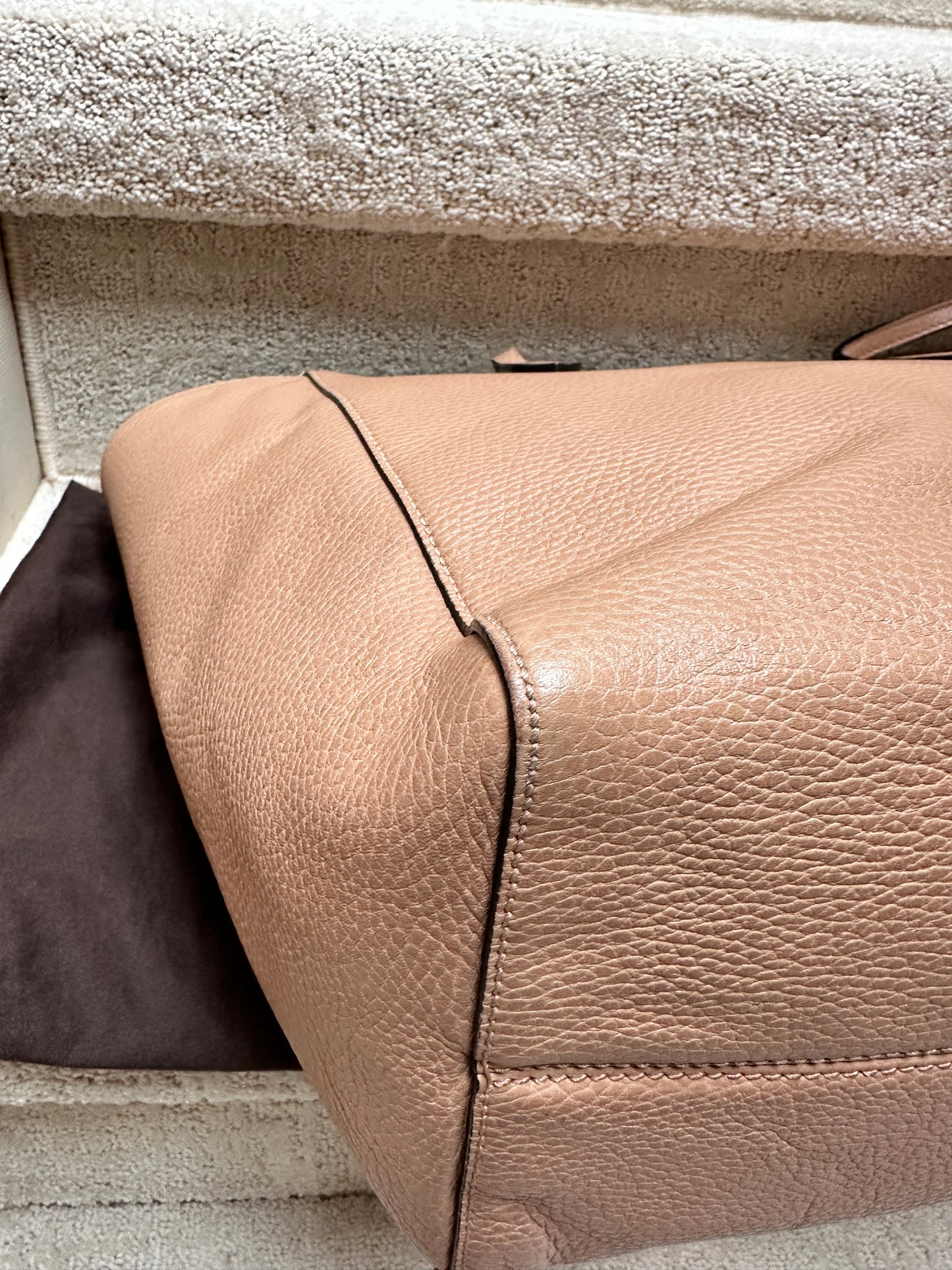 Gucci Calfskin Medium Swing Tote in Tan & Blue