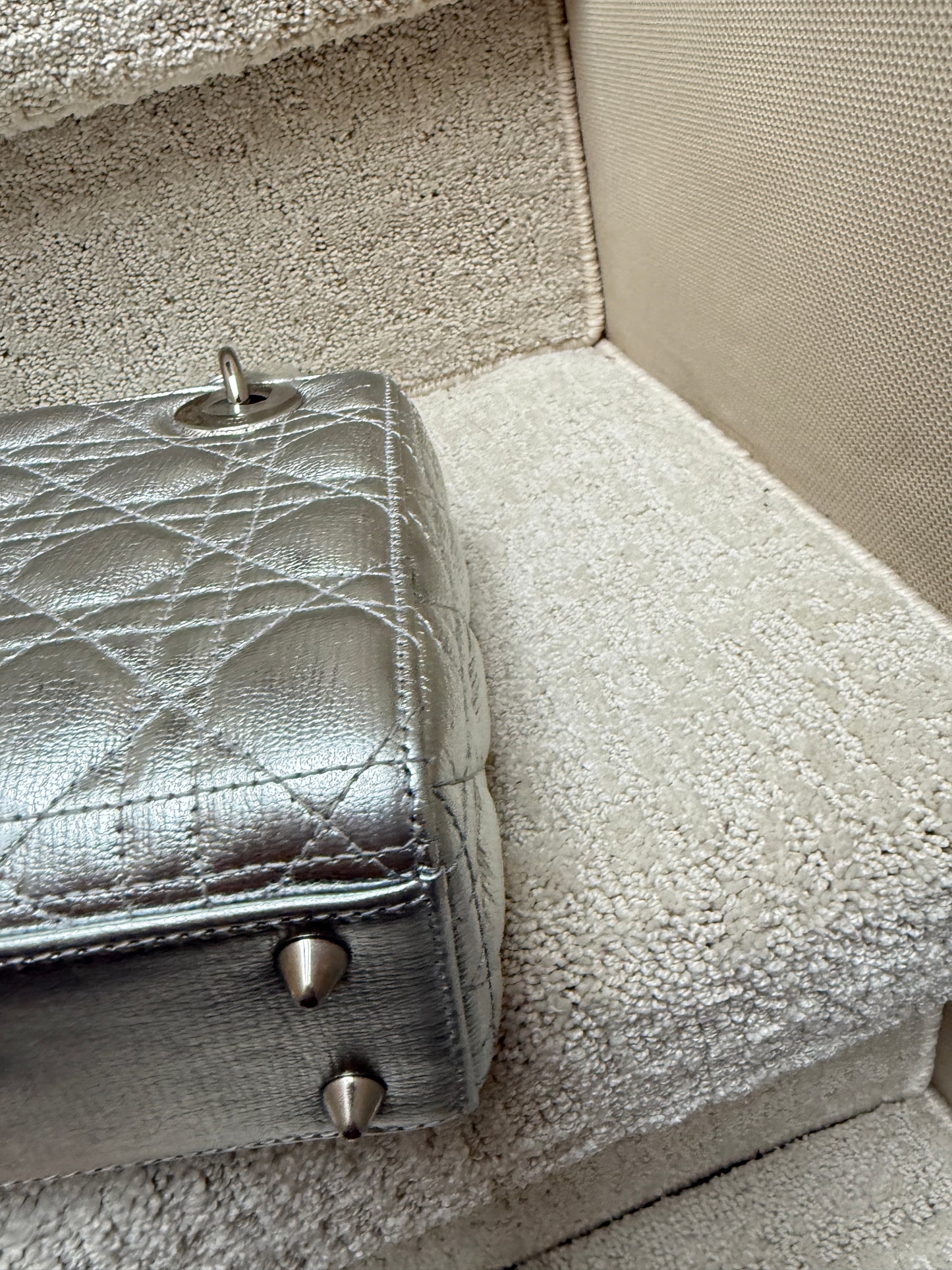 Christian Dior Lambskin Cannage Small My ABC in Silver