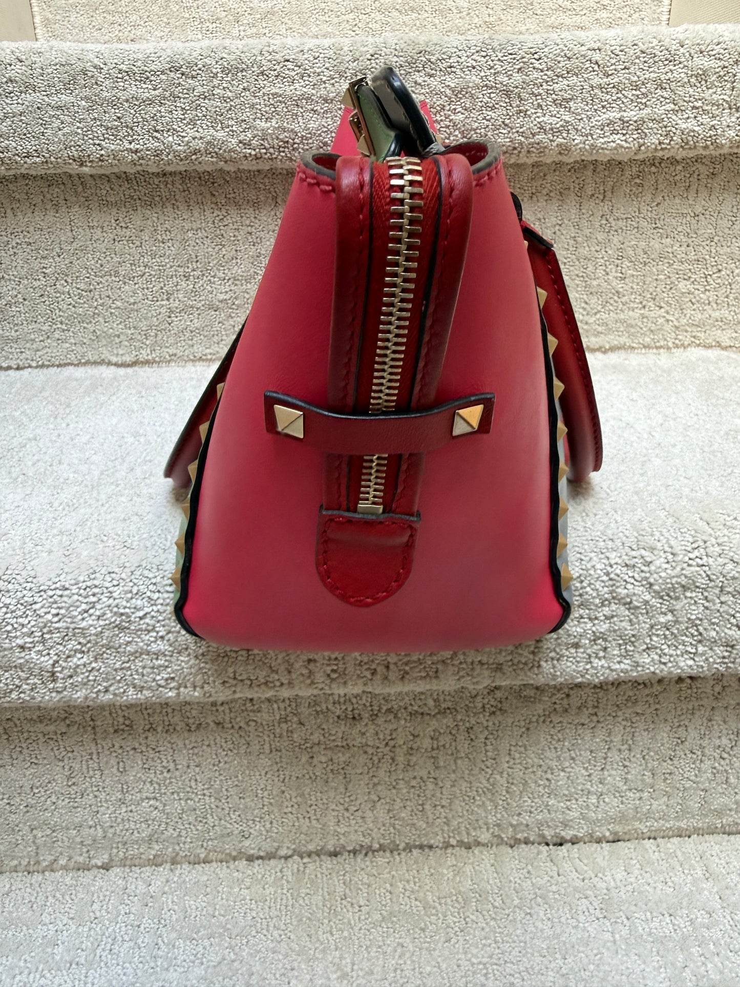 Valentino Garavani Vitello Rockstud Double Handle Tote Multi Color