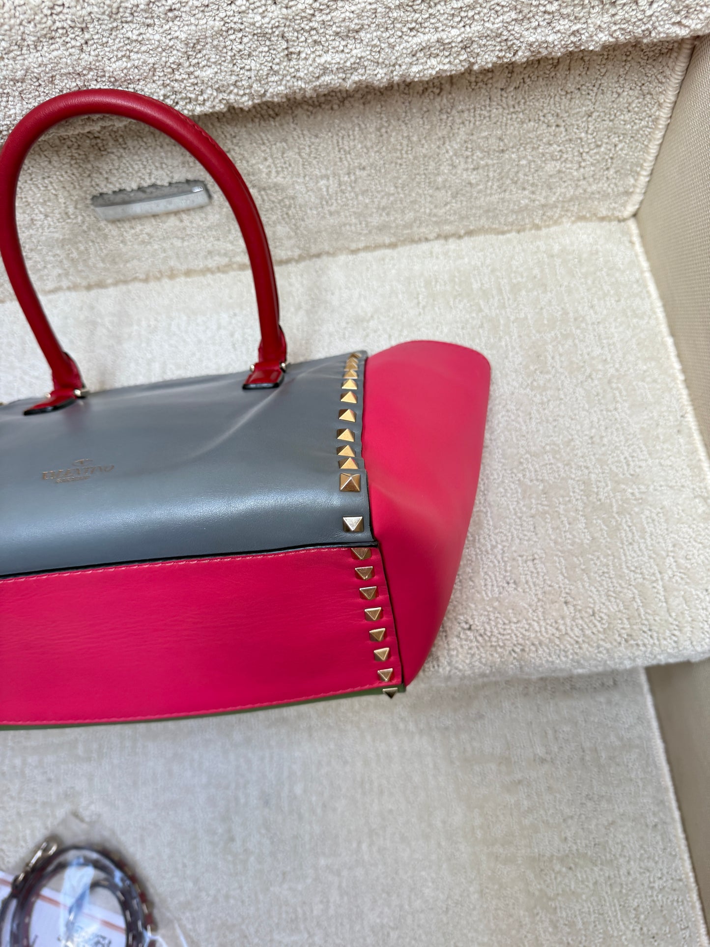 Valentino Garavani Vitello Rockstud Double Handle Tote Multi Color