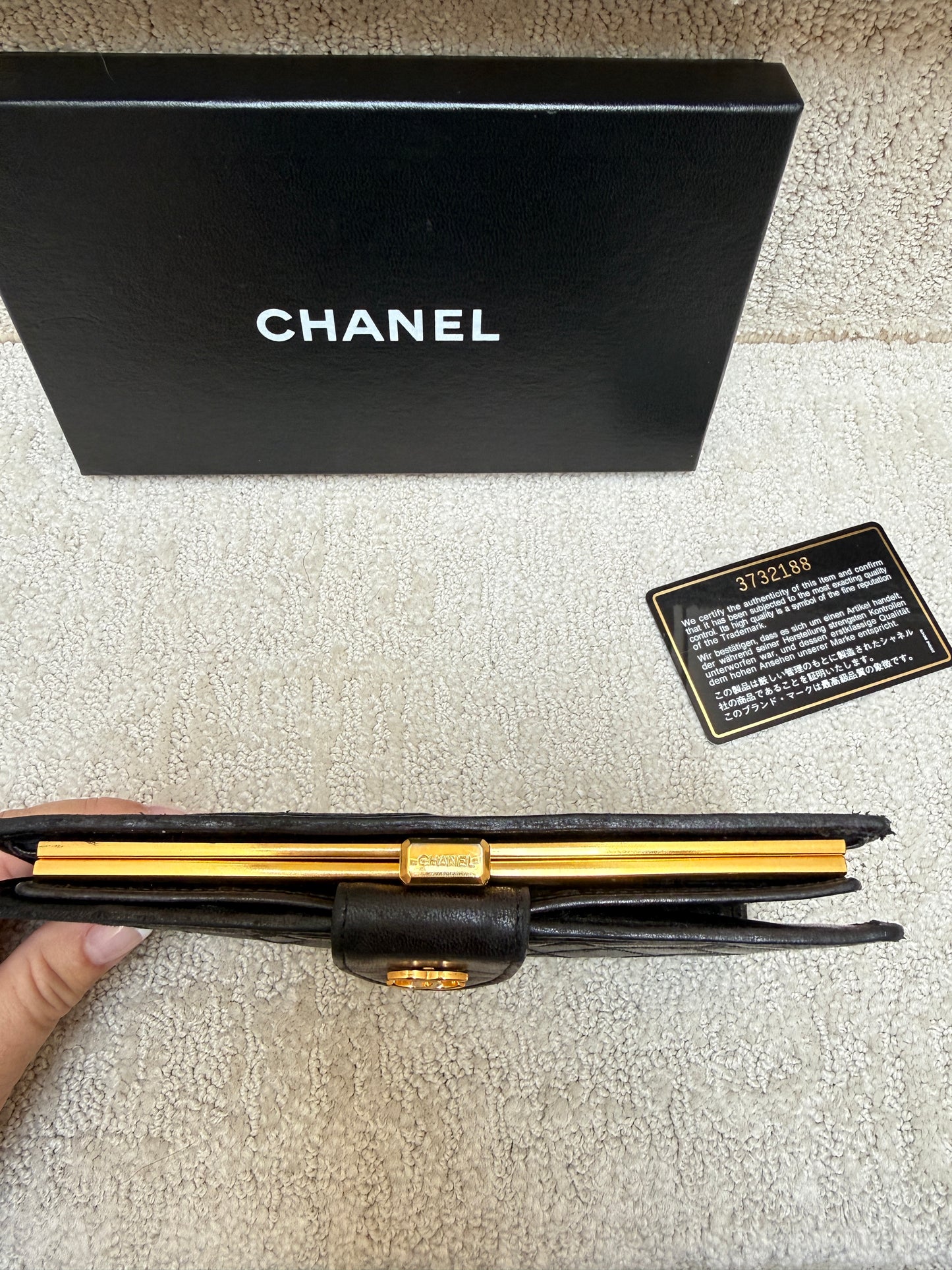 Chanel Kiss Lock Vintage Wallet in Black and Gold