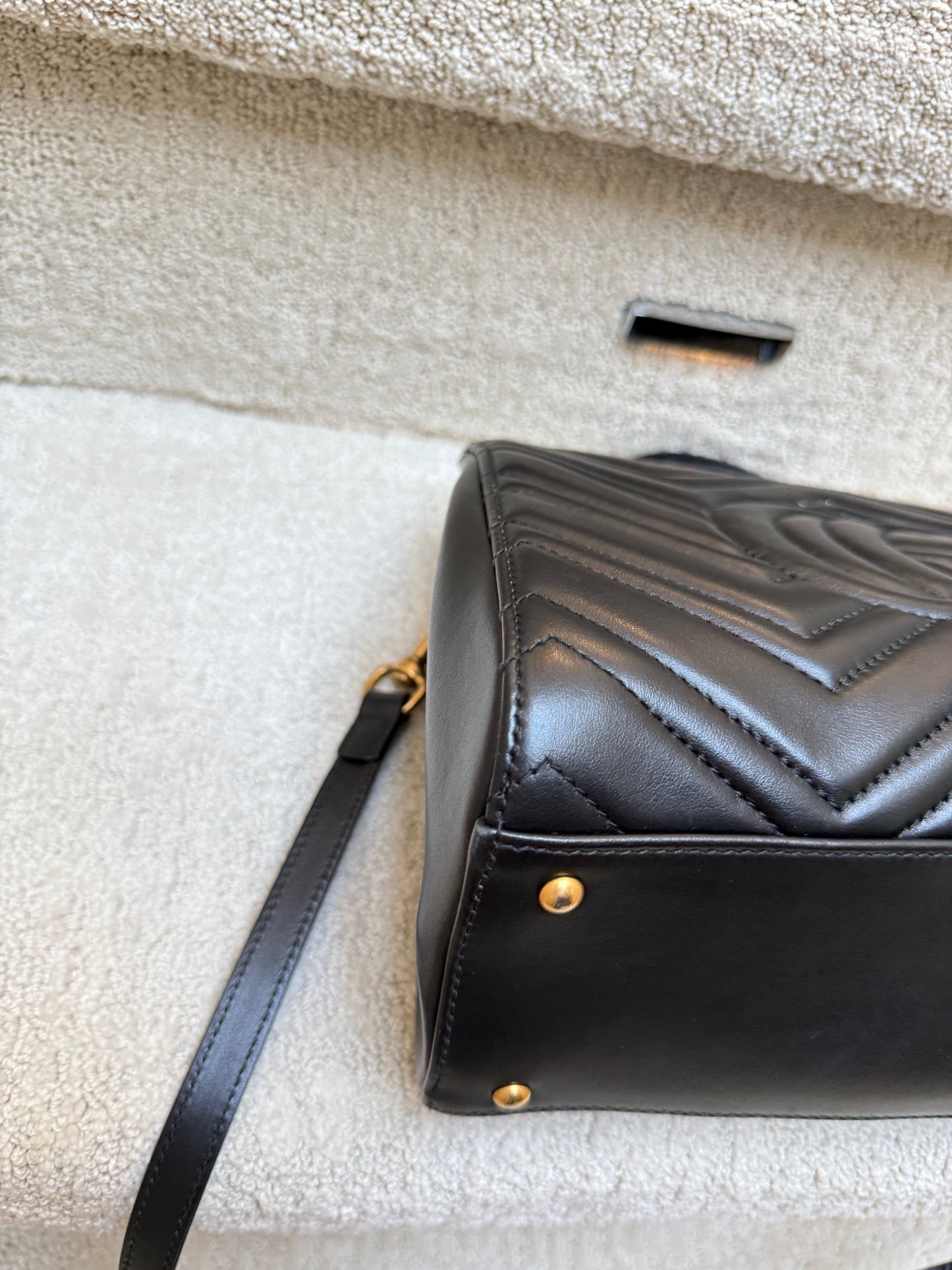 Gucci Calfskin Matelasse Small GG Marmont Tote in Black
