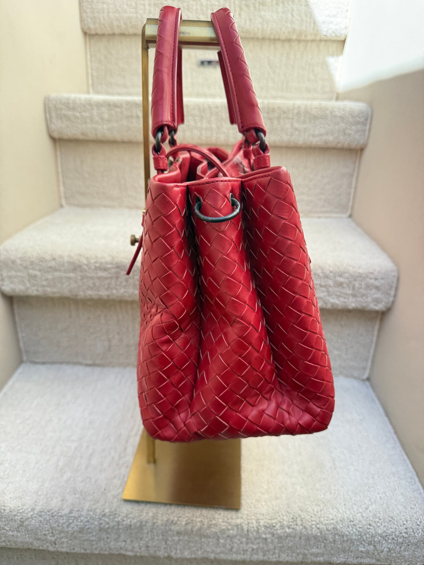Bottega Veneta Intrecciato Small Roma in Red