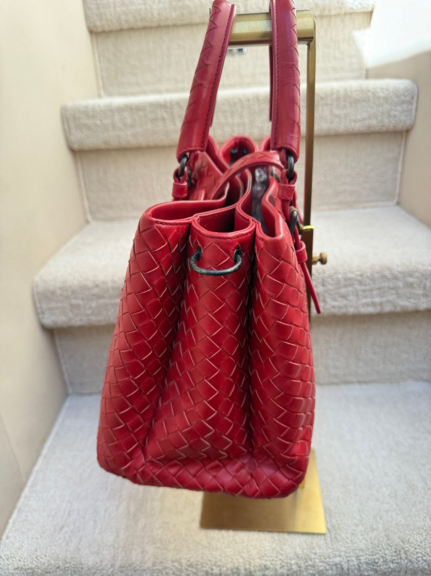Bottega Veneta Intrecciato Small Roma in Red