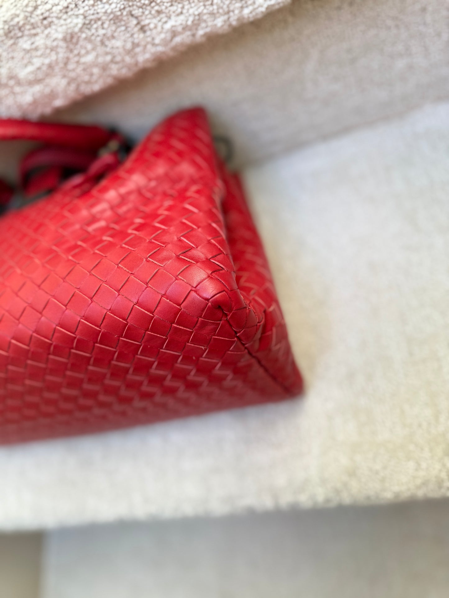 Bottega Veneta Intrecciato Small Roma in Red