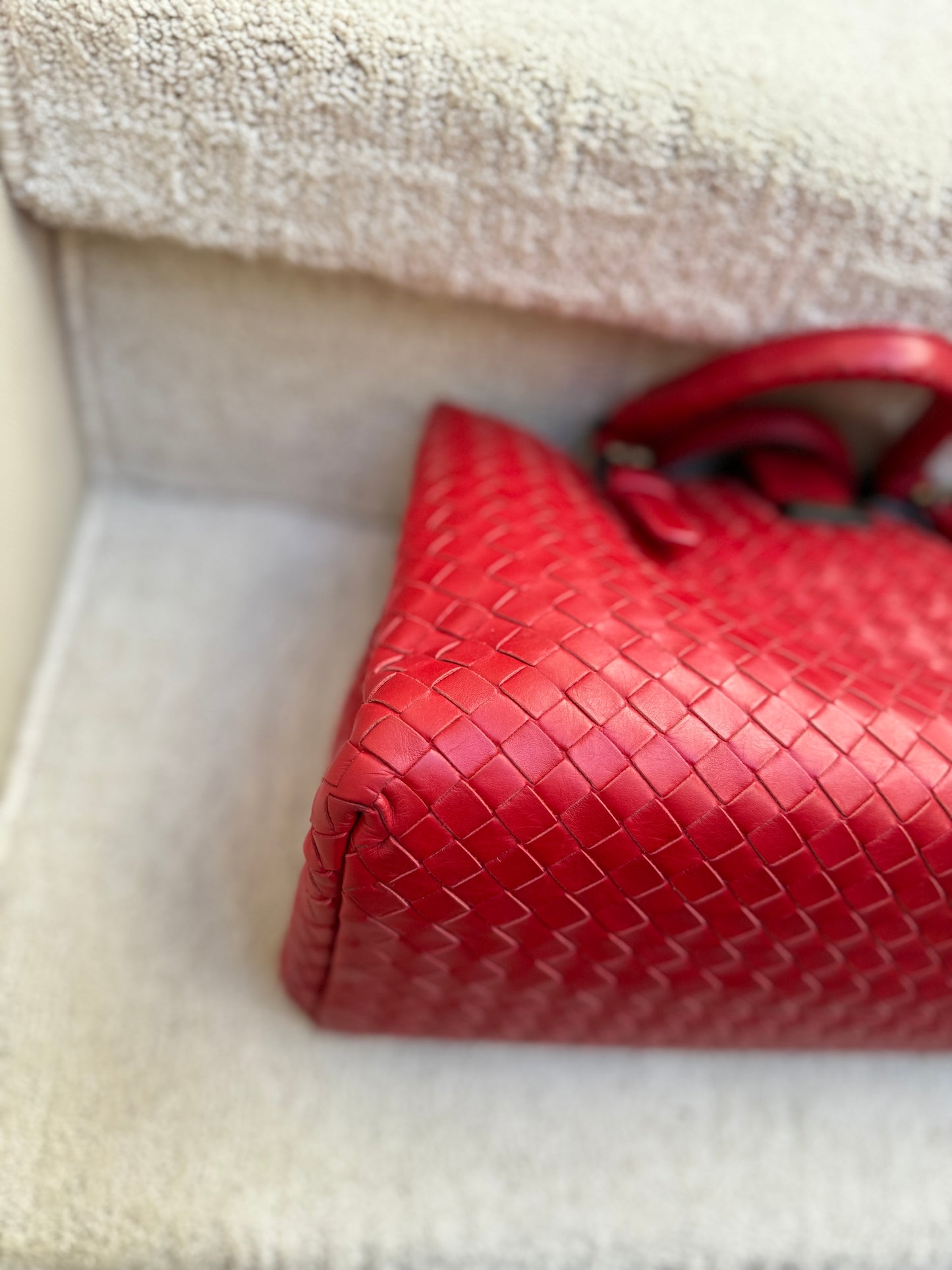 Bottega Veneta Intrecciato Small Roma in Red
