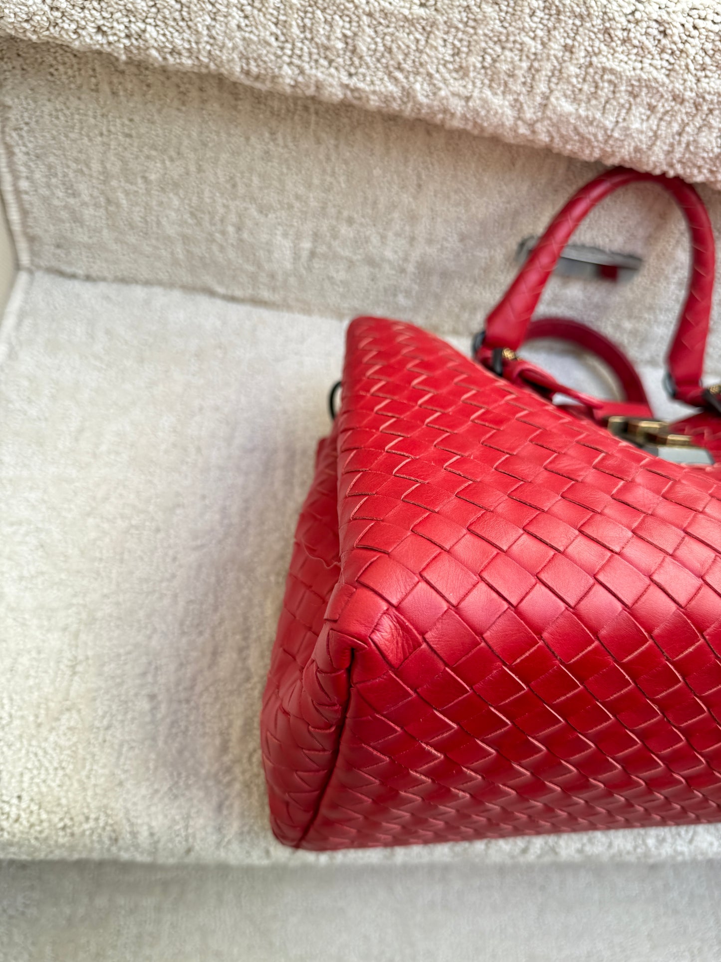 Bottega Veneta Intrecciato Small Roma in Red
