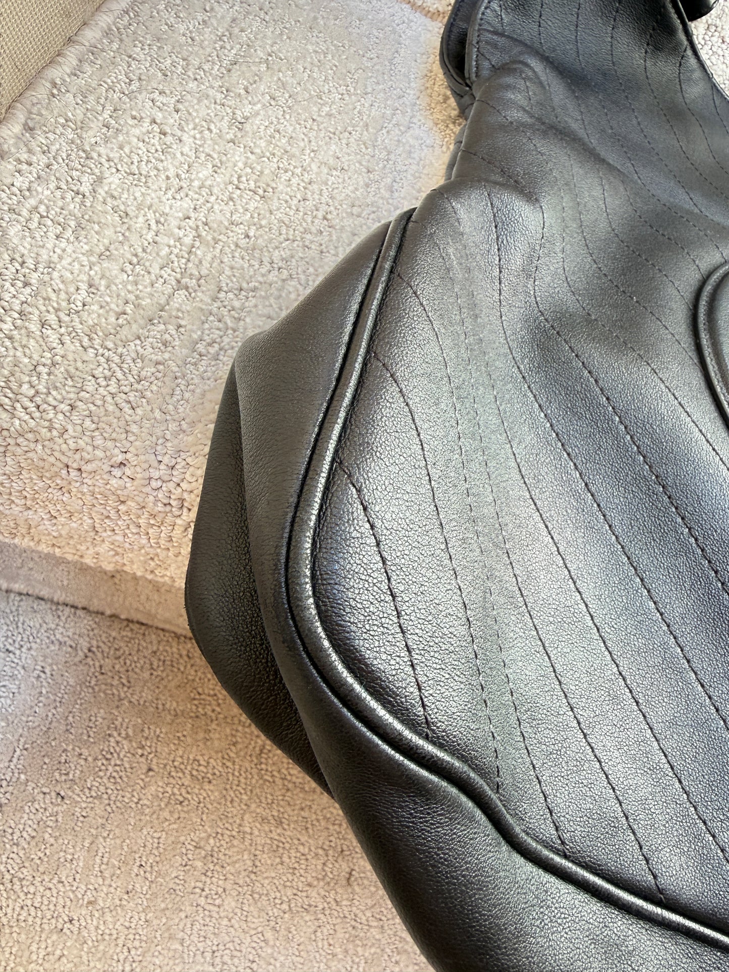 Gucci Sakai Be Green Calfskin Diagonal Stitched Medium Blondie Tote Black