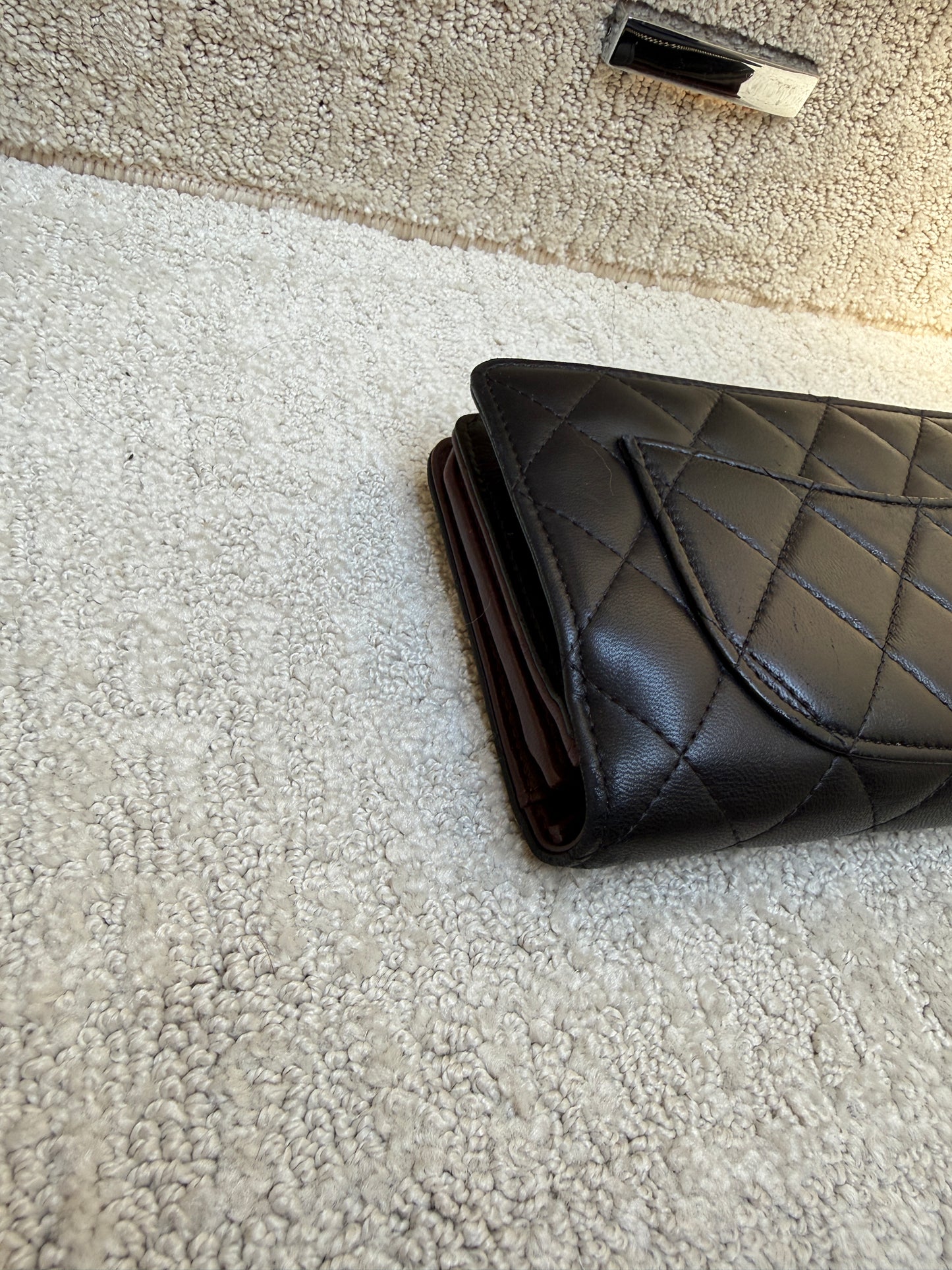 Chanel Lambskin Large Size Wallet with snap and exterior zipper in Black