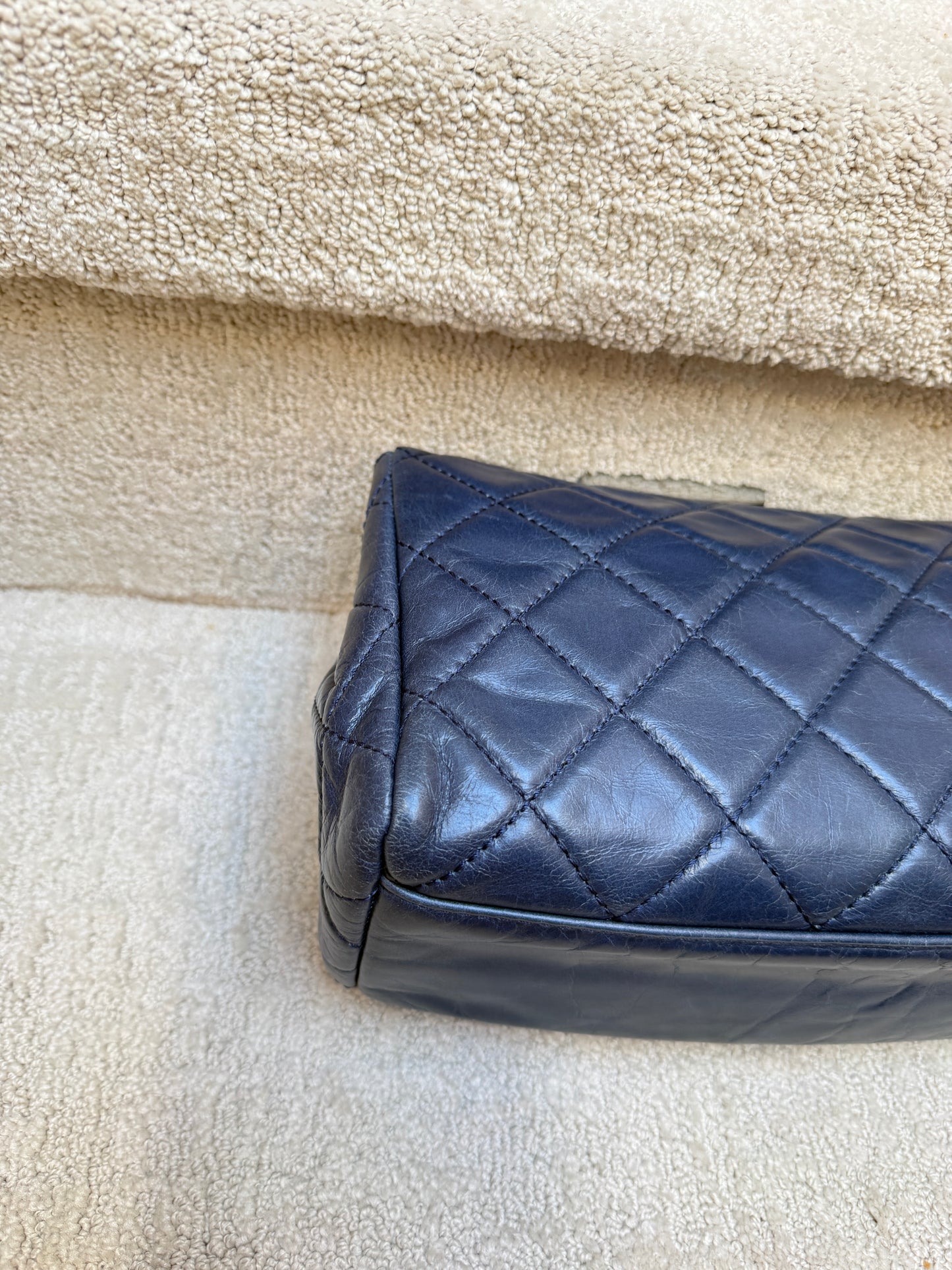 Chanel Navy Blue Easy Carry Quilted Flap bag in Blue