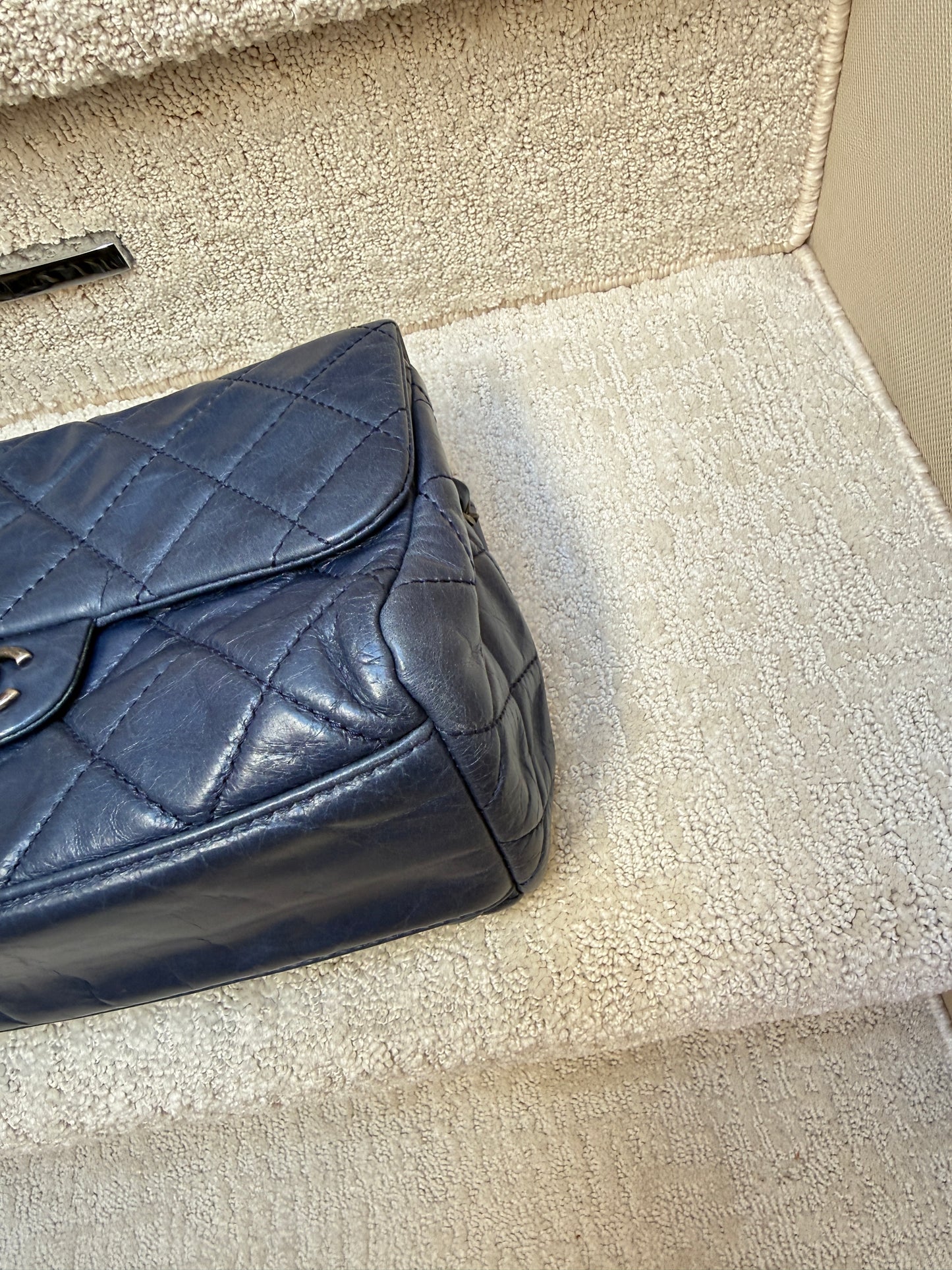 Chanel Navy Blue Easy Carry Quilted Flap bag in Blue