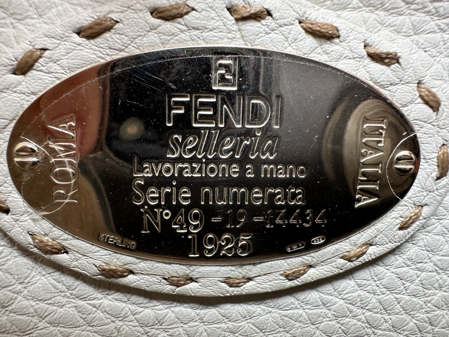 Fendi large peekaboo in monogram fabric and white leather
