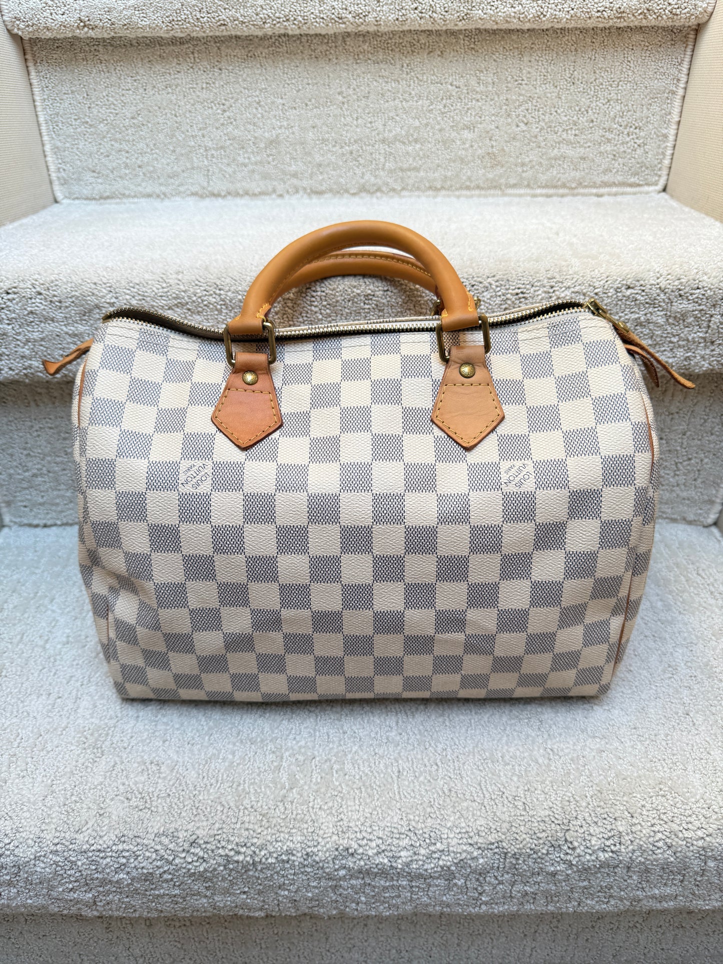 louis vuitton speedy 30 in damier azur resale preloved very good condition