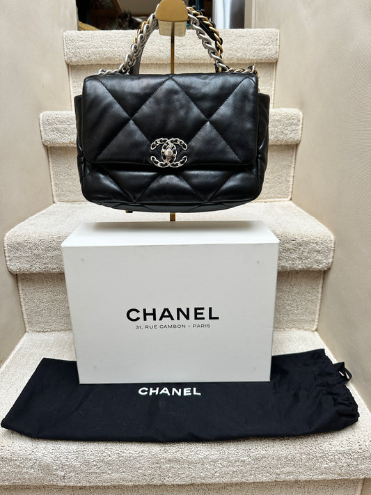 Chanel 19 Small In Black Microchipped
