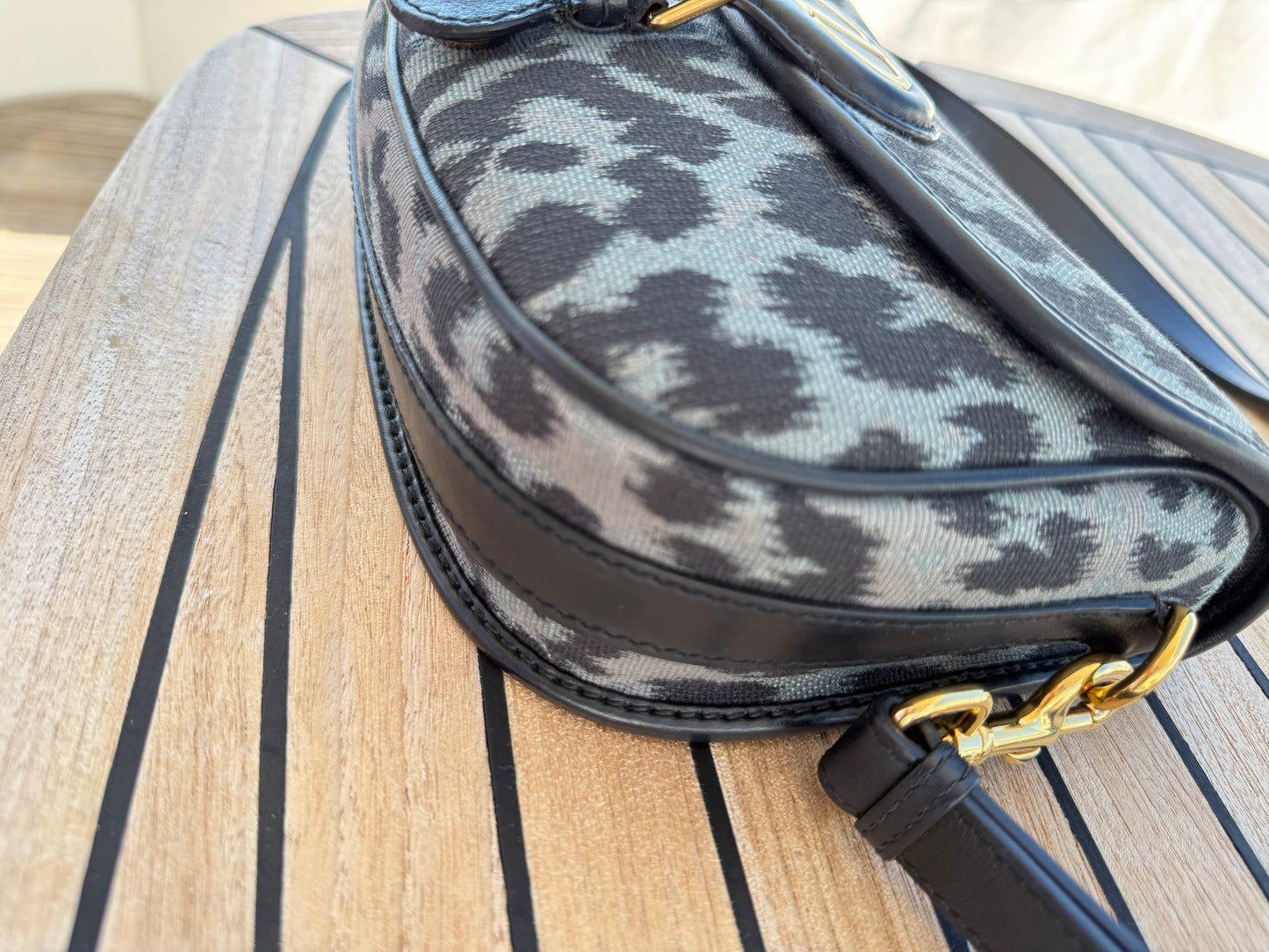 Dior Bobby Shoulder Bag in Grey Mizza Canvas with Black Leather Trim