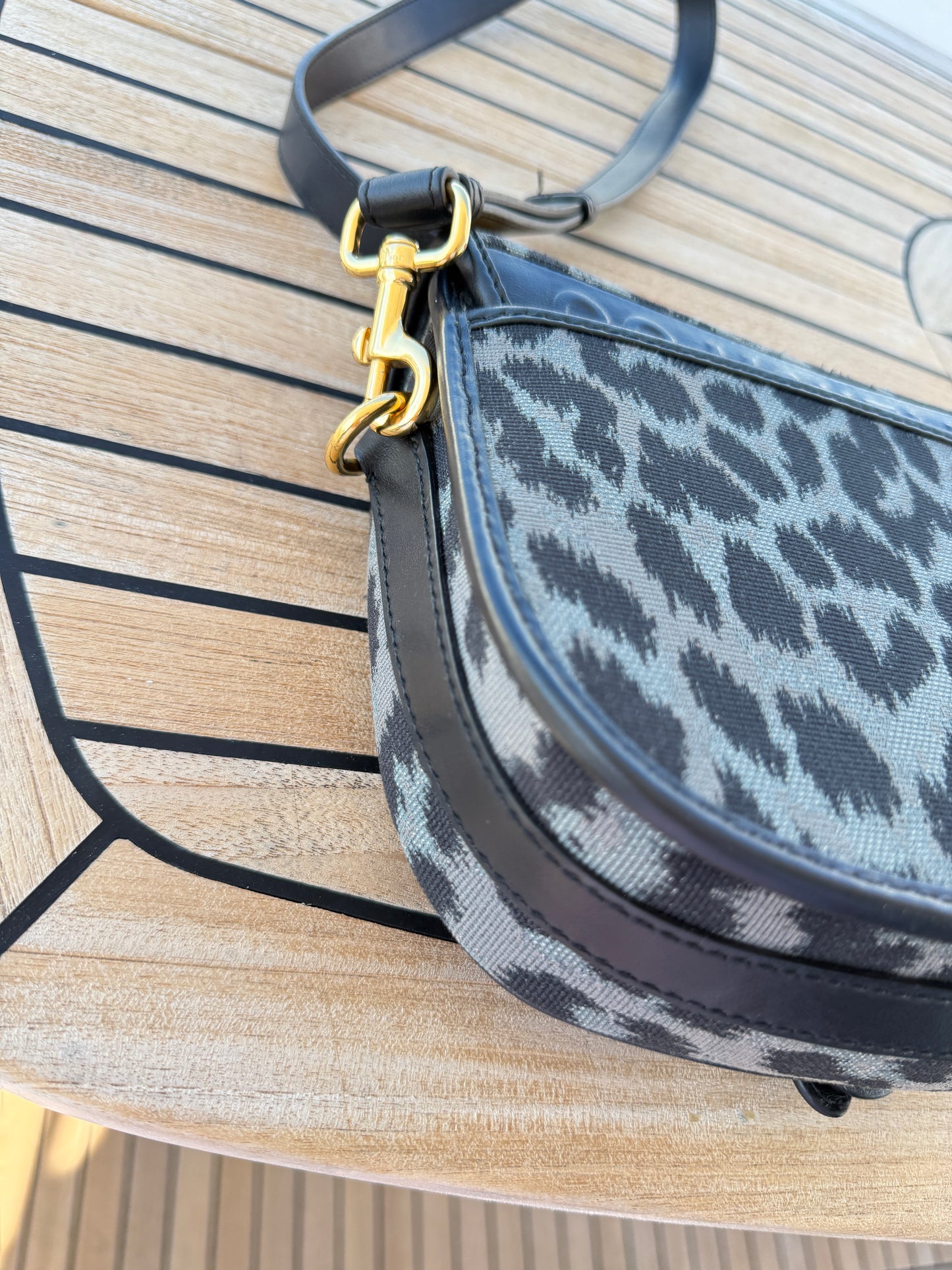 Dior Bobby Shoulder Bag in Grey Mizza Canvas with Black Leather Trim