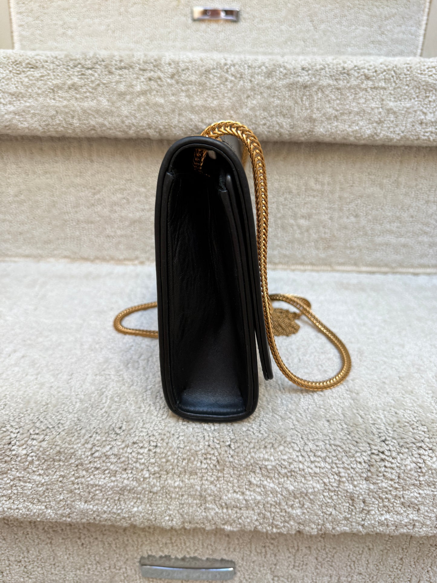 YSL Medium Classic Monogram Kate Tassel Satchel Black