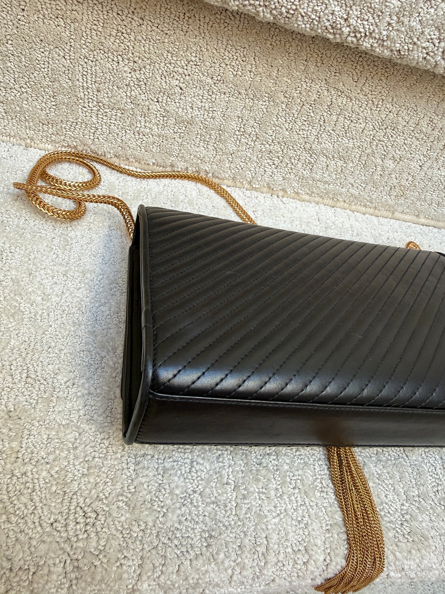 YSL Medium Classic Monogram Kate Tassel Satchel Black