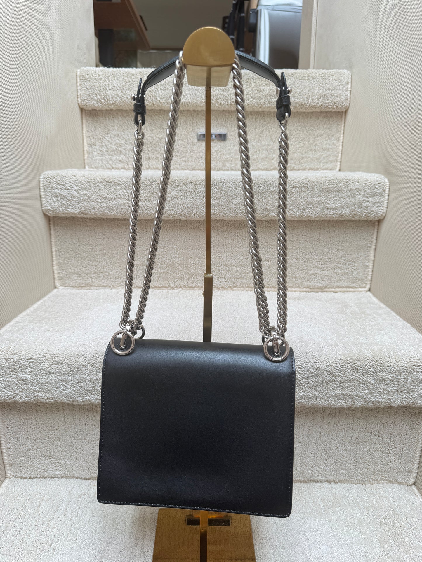 Fendi Vitello Small Kan I Shoulder Bag Black