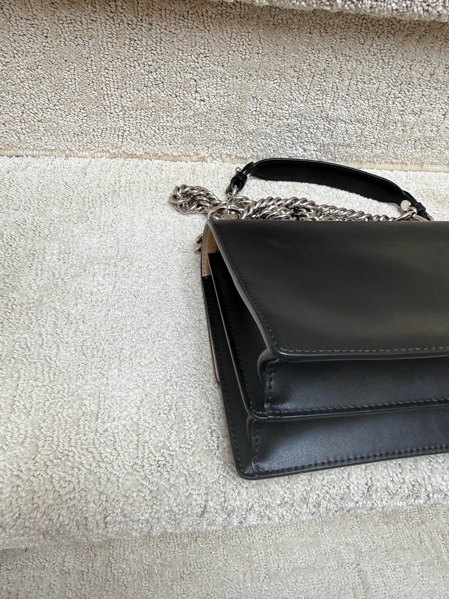 Fendi Vitello Small Kan I Shoulder Bag Black