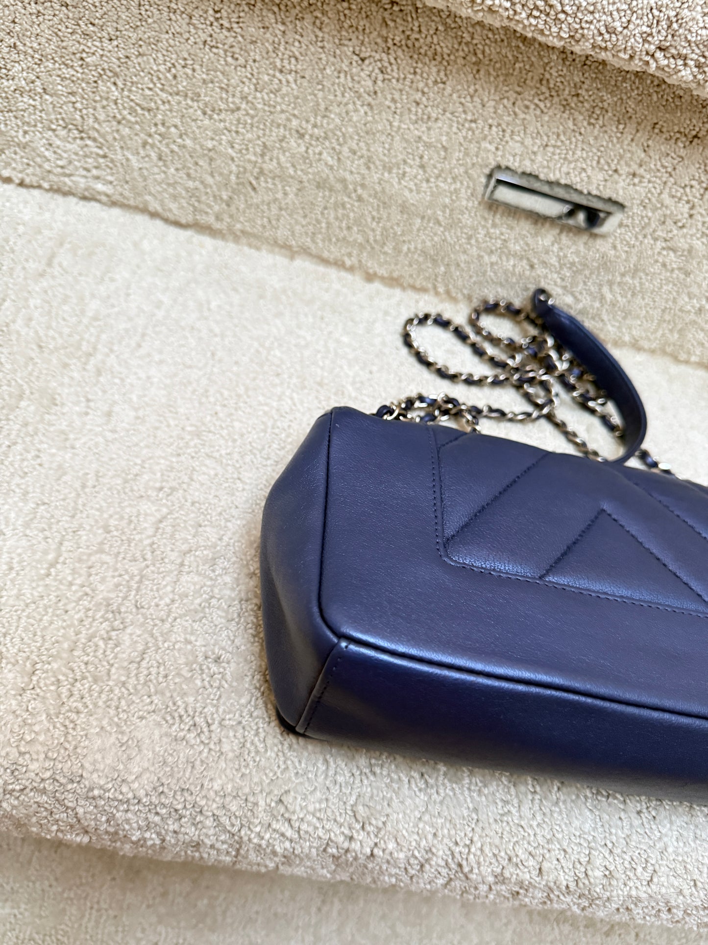 Chanel Quilted Mademoiselle Flap in Metallic Royal Blue Pre-Owned