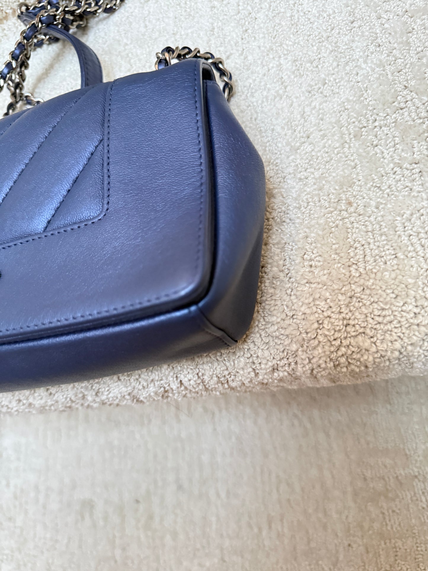 Chanel Quilted Mademoiselle Flap in Metallic Royal Blue Pre-Owned