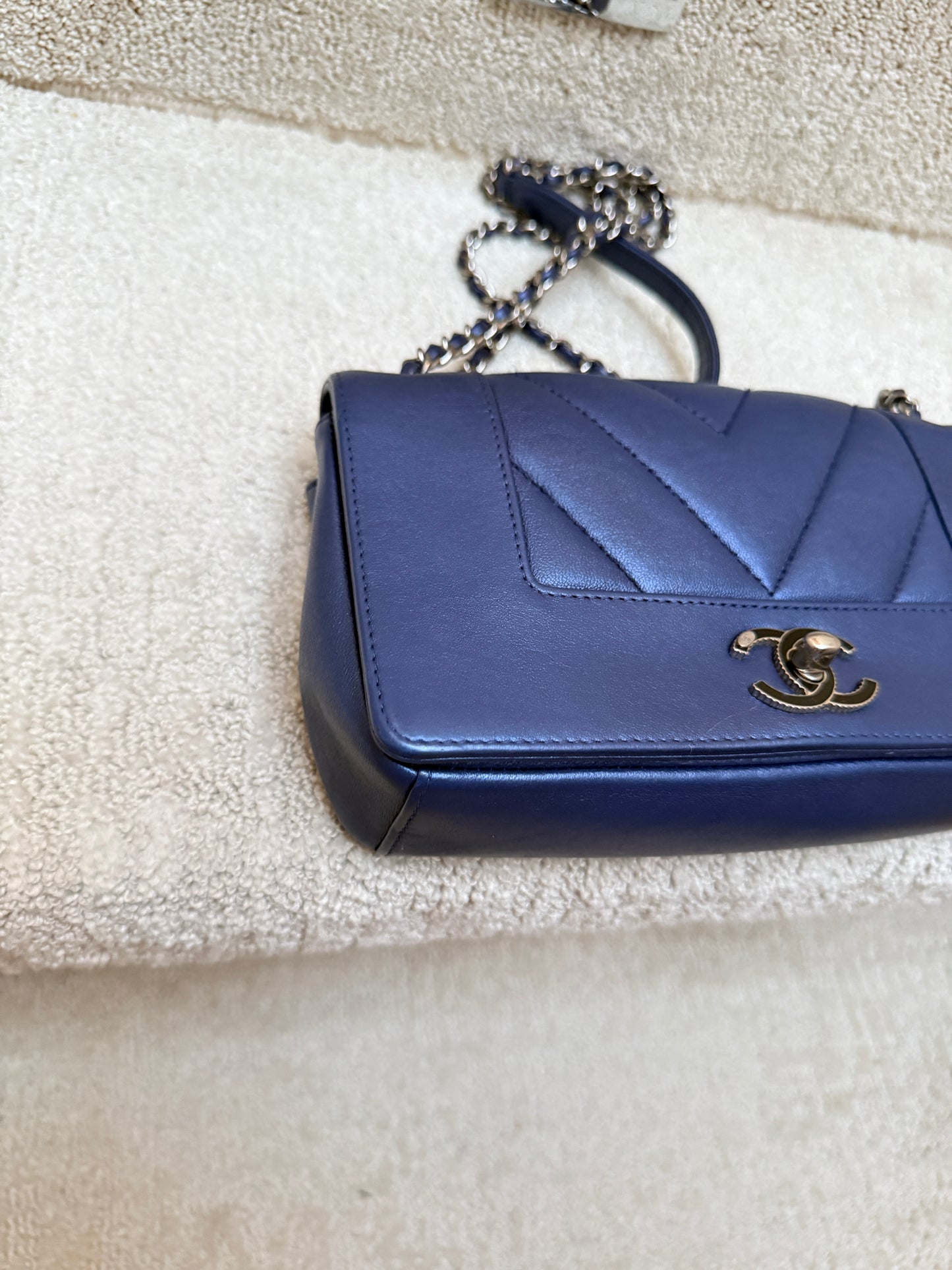 Chanel Quilted Mademoiselle Flap in Metallic Royal Blue Pre-Owned