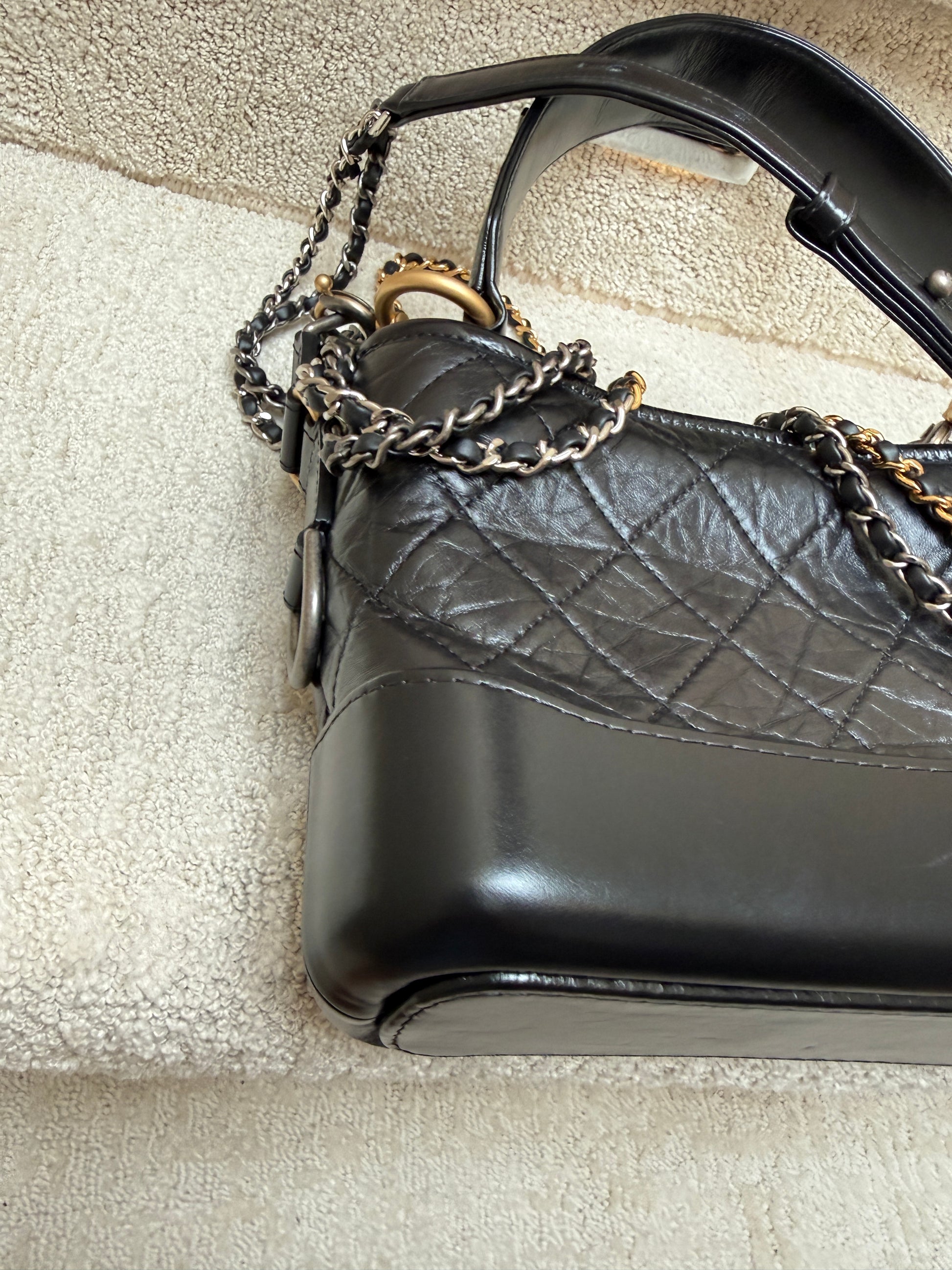 Chanel Gabrielle Hobo closeup of second corner of handbag