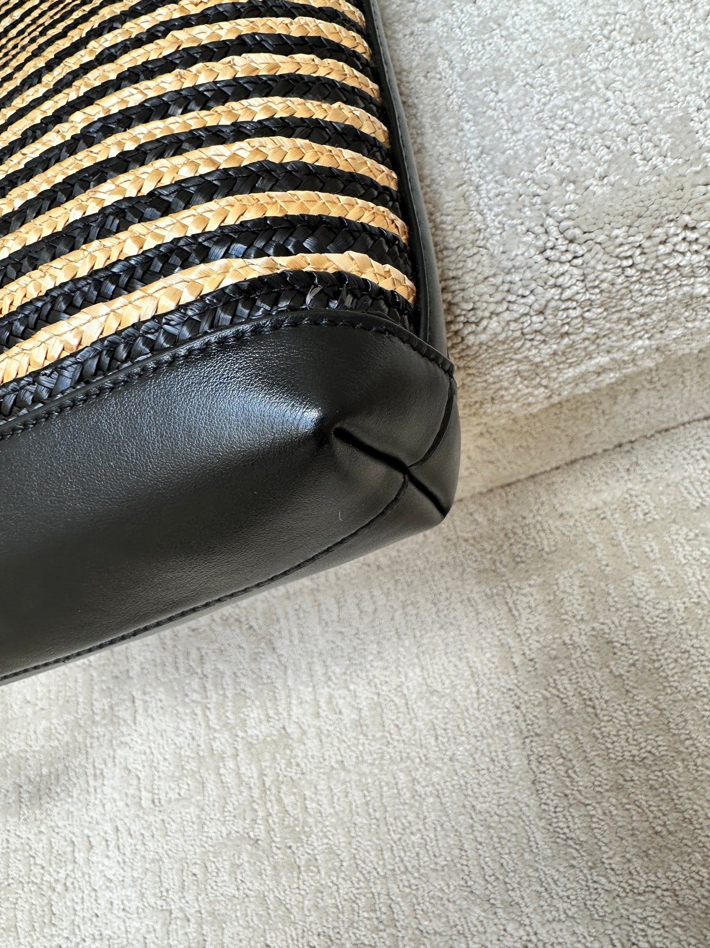 YSL Raffia & Black Leather Tote