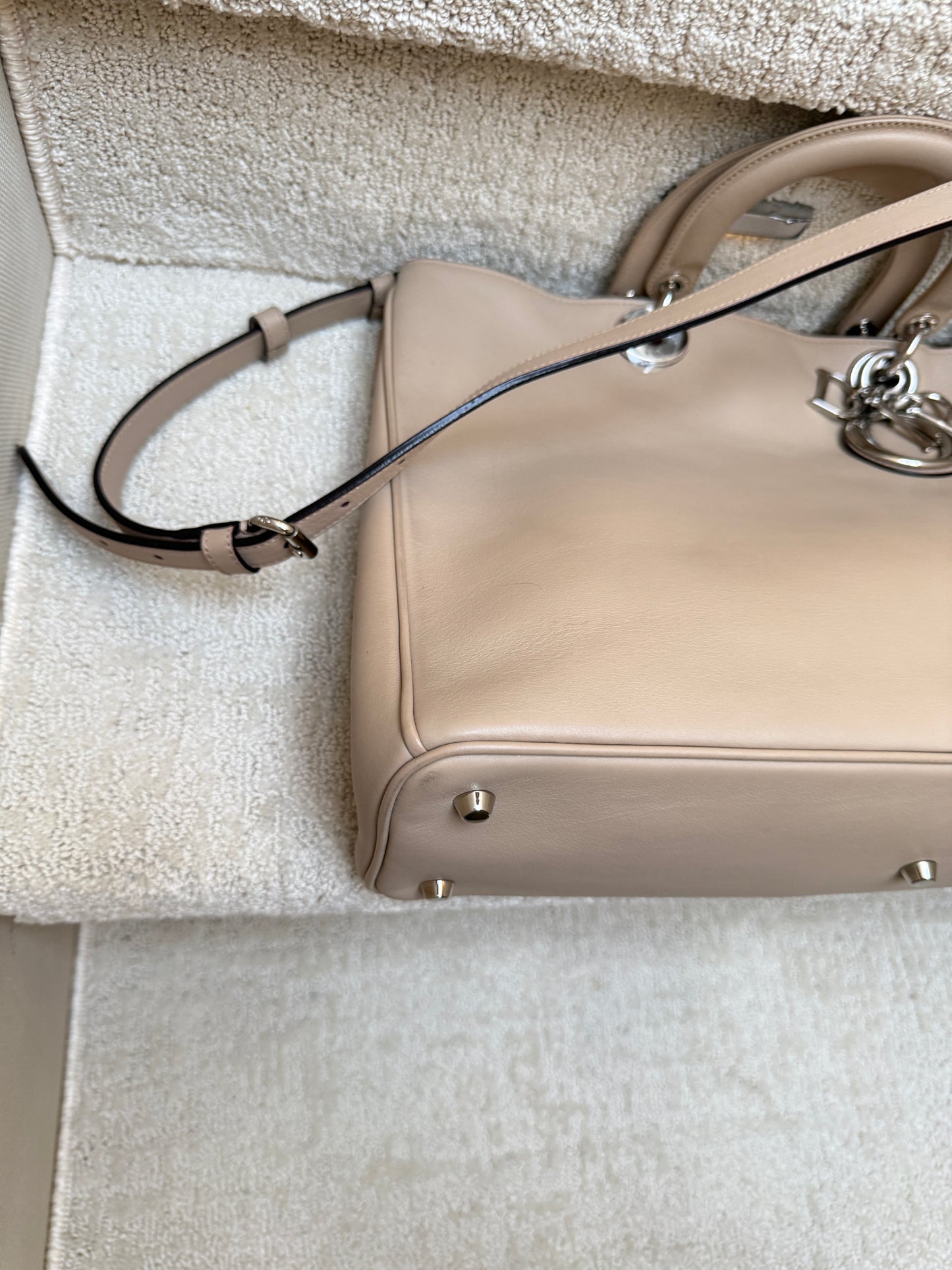 Christian Dior Diorissima Tote in Beige Leather with Silver Hardware