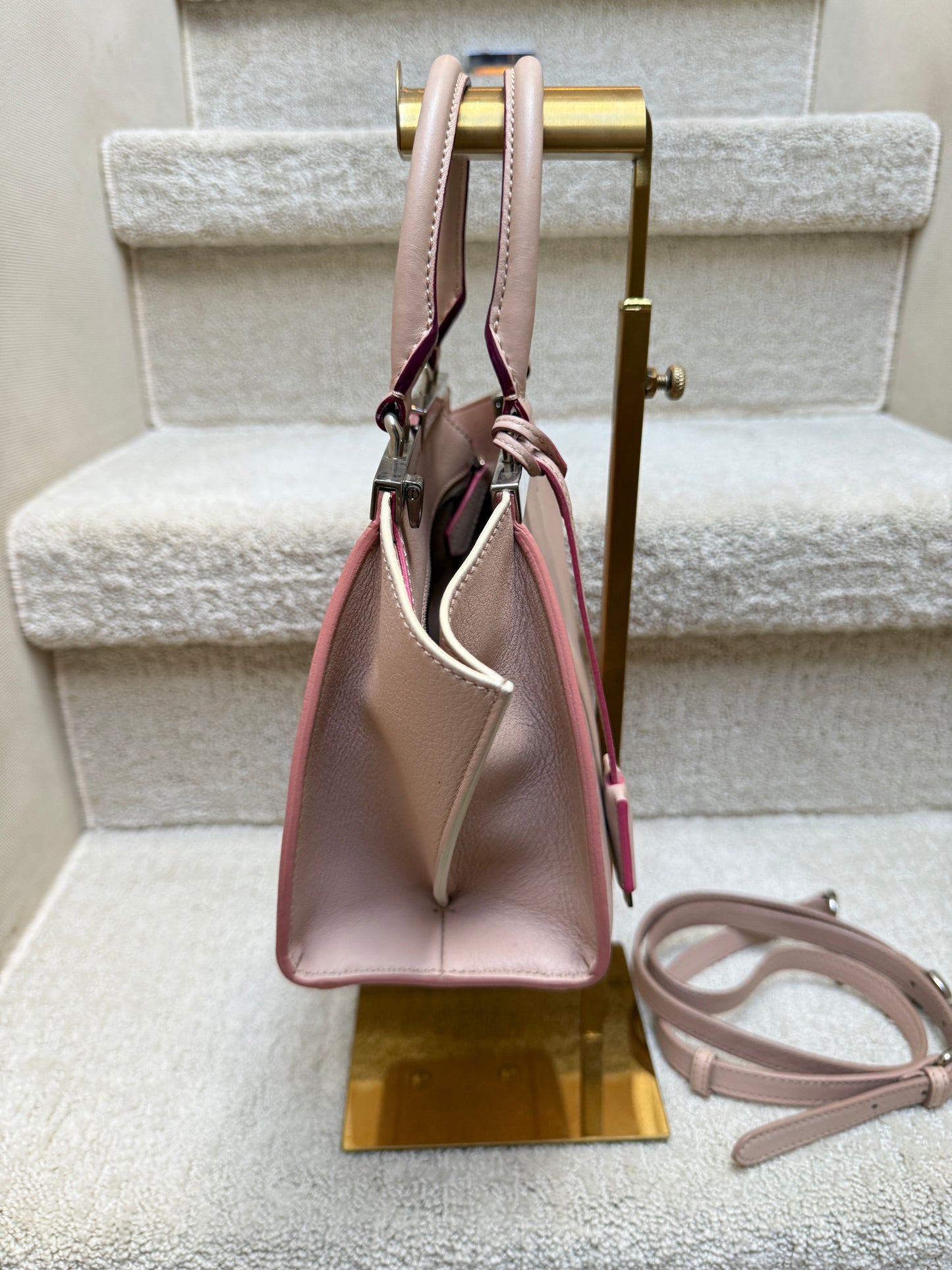 Fendi Vitello Dolce Shiny Nappa Mini 3Jours Tote Blush
