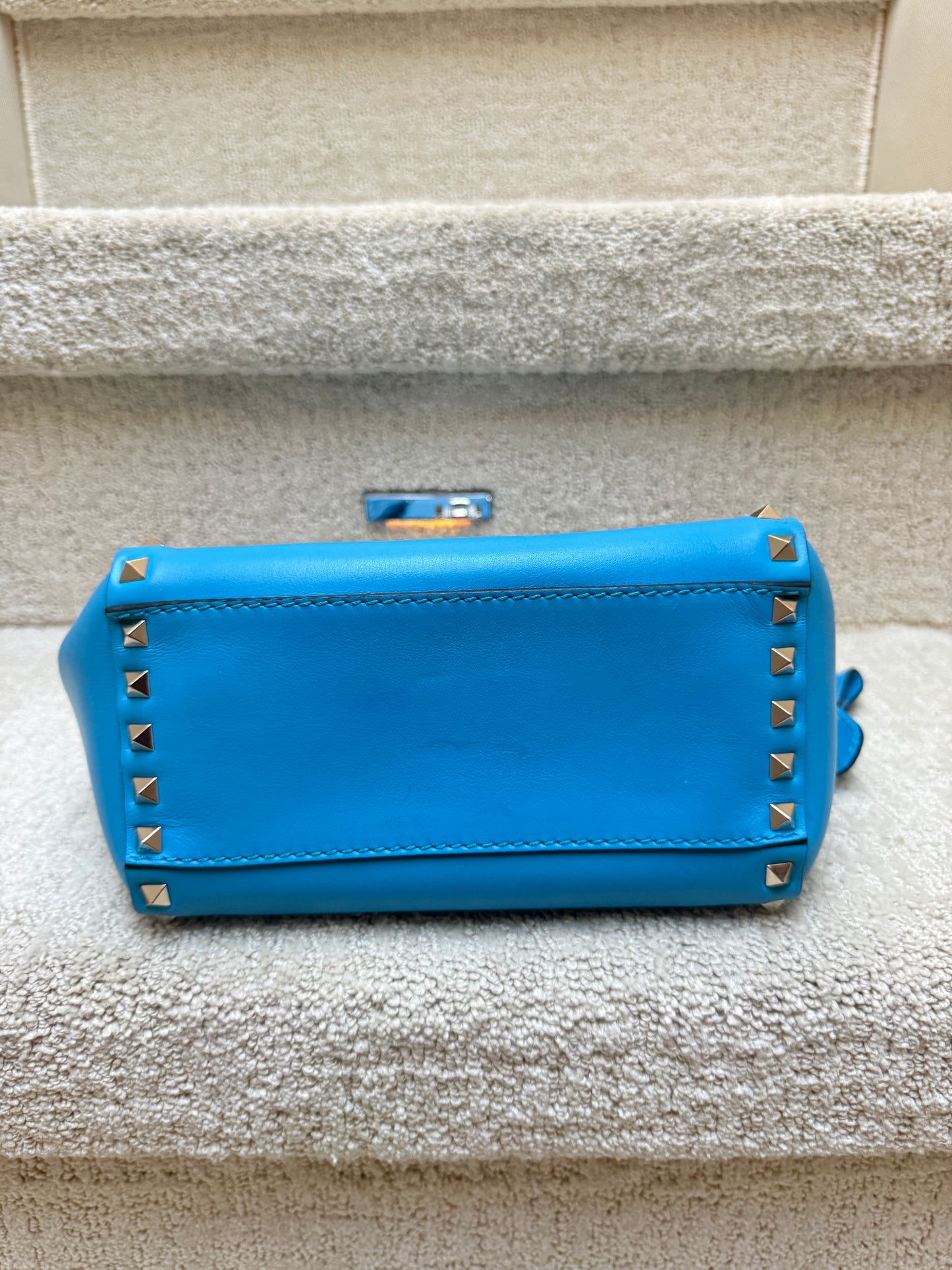 Valentino Rockstud Tote in Small Size Turquoise Leather