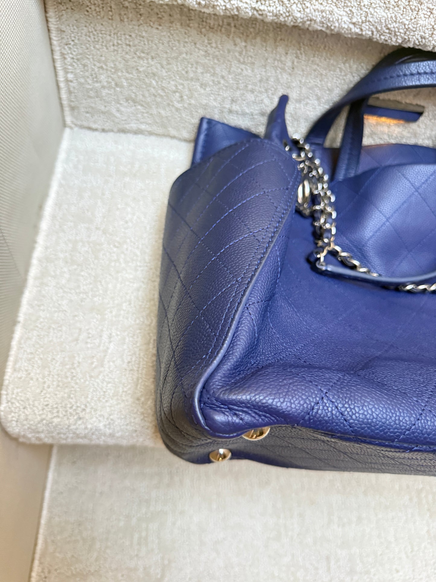 Chanel Caviar Blue Quilted Leather Pocket Tote Pre-Owned