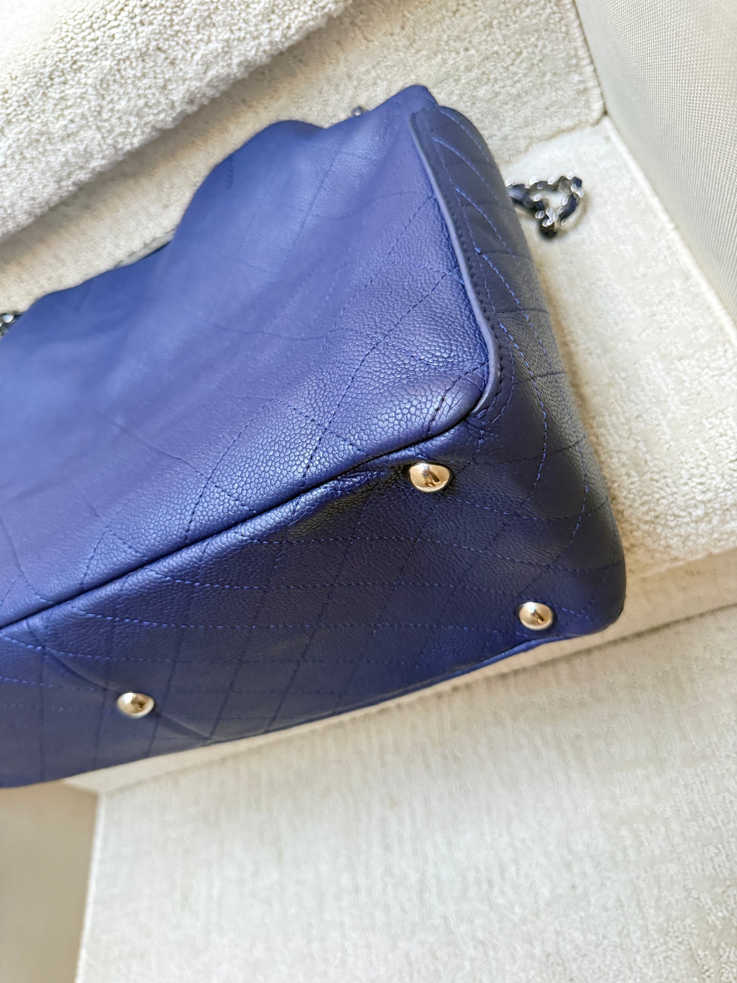 Chanel Caviar Blue Quilted Leather Pocket Tote Pre-Owned