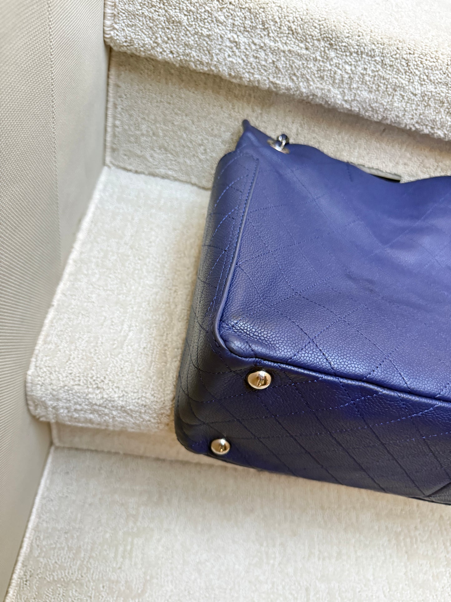 Chanel Caviar Blue Quilted Leather Pocket Tote Pre-Owned