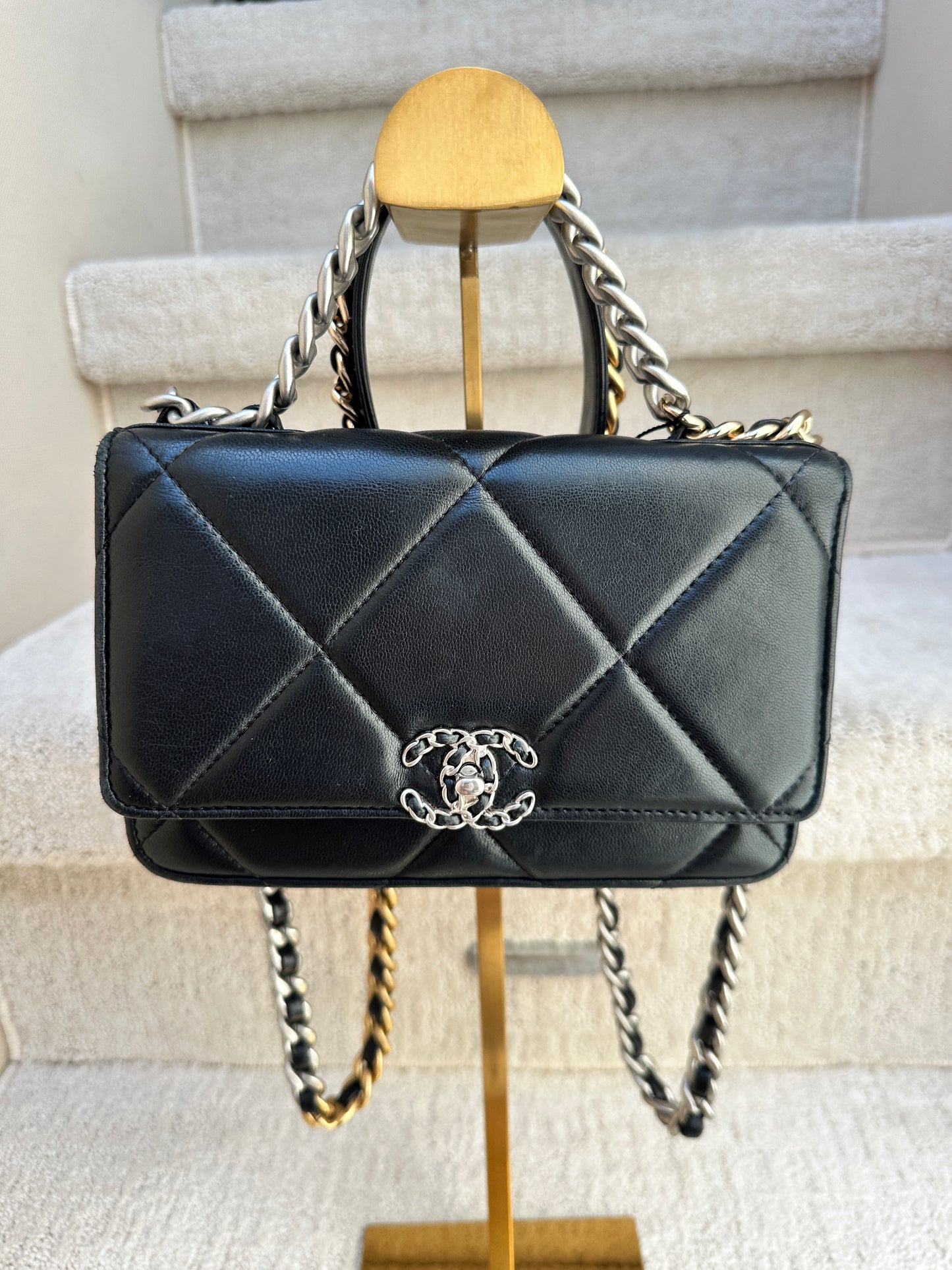 Chanel 19 WOC In Black Microchipped