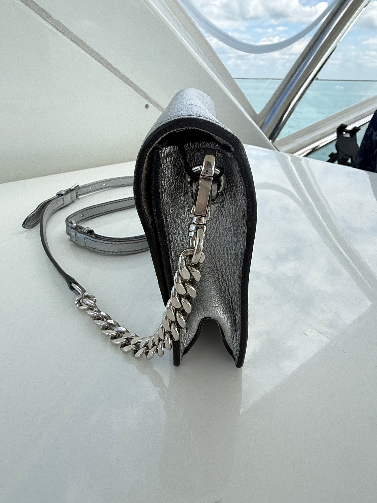 Miu Miu Wallet on Chain in Silver