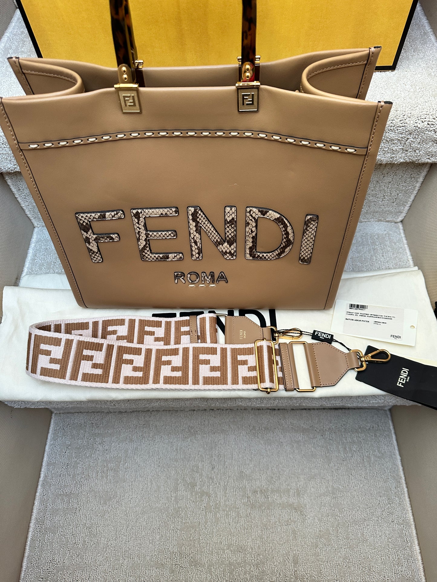 BRAND NEW FENDI Timeless Fabric & Leather Shoulder Strap