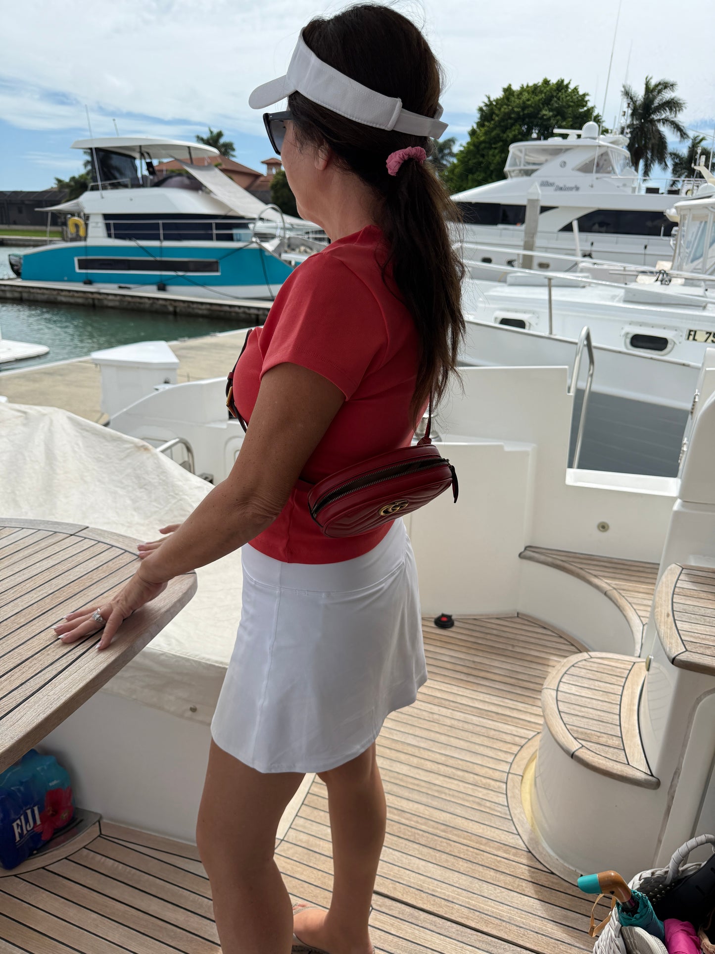 Gucci Red Quilted Leather GG Marmont Waist Belt Bag Size 95/38