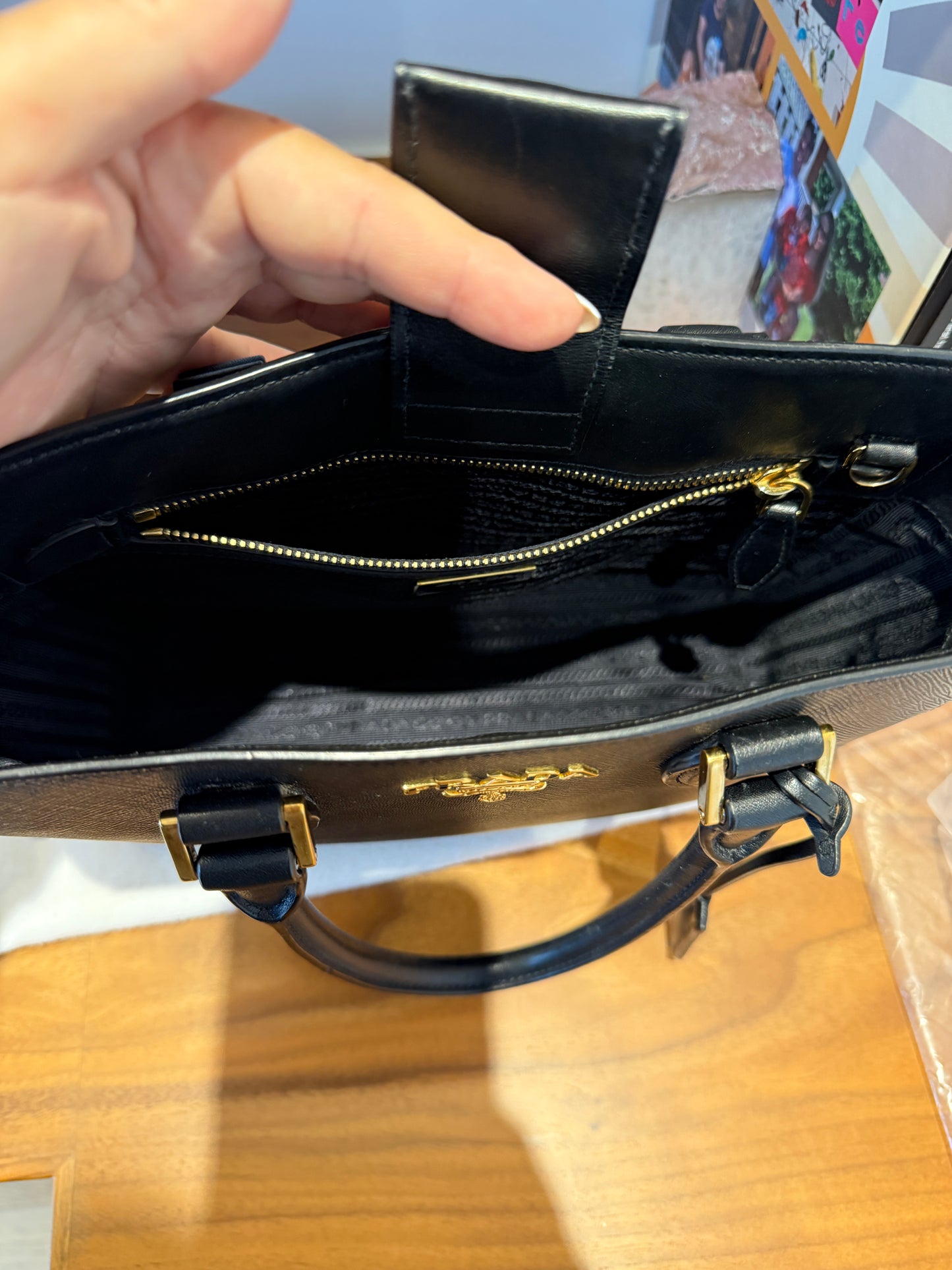 Prada Saffiano Soft Calfskin Zippered Tote in Black