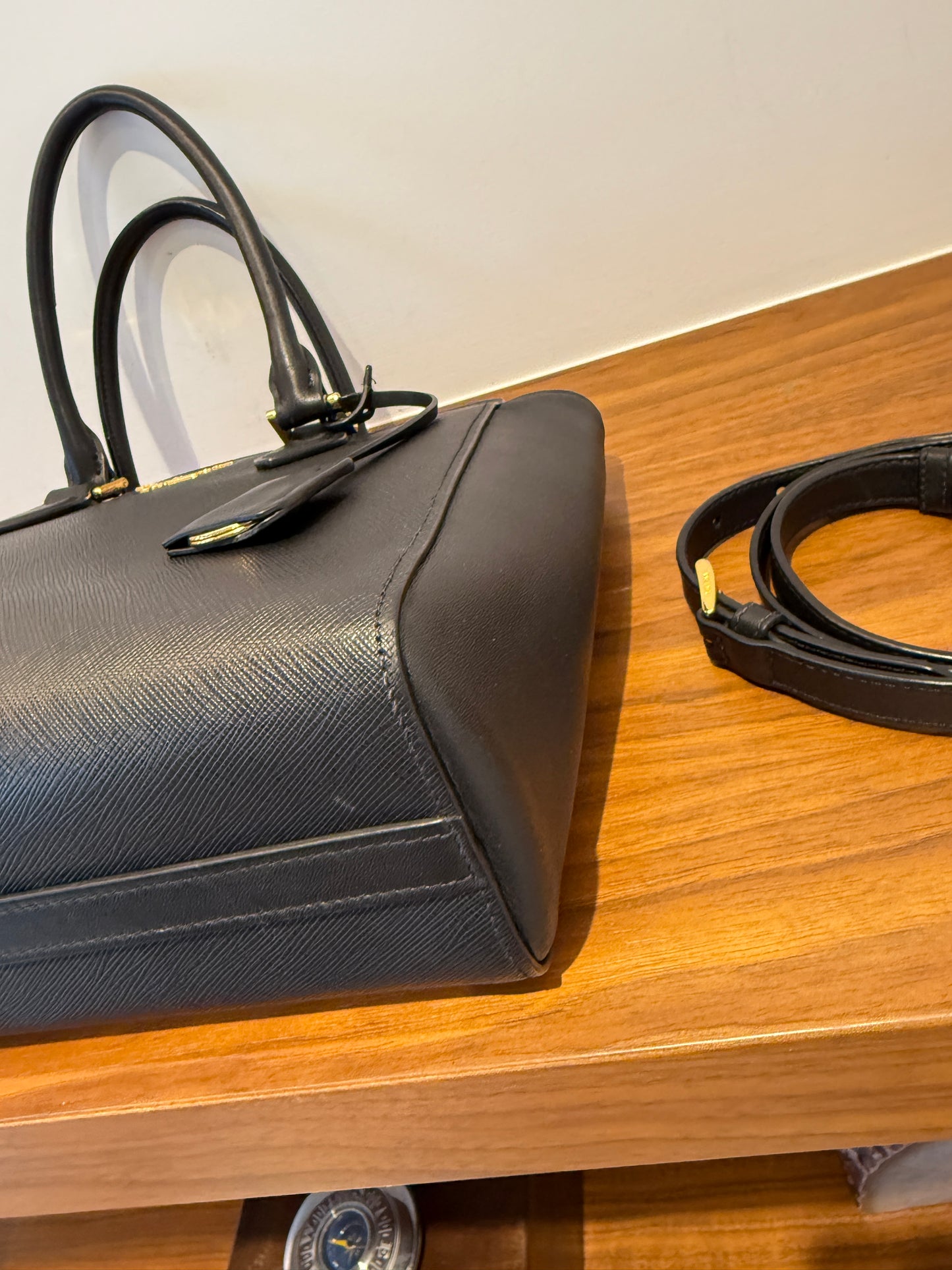 Prada Saffiano Soft Calfskin Zippered Tote in Black