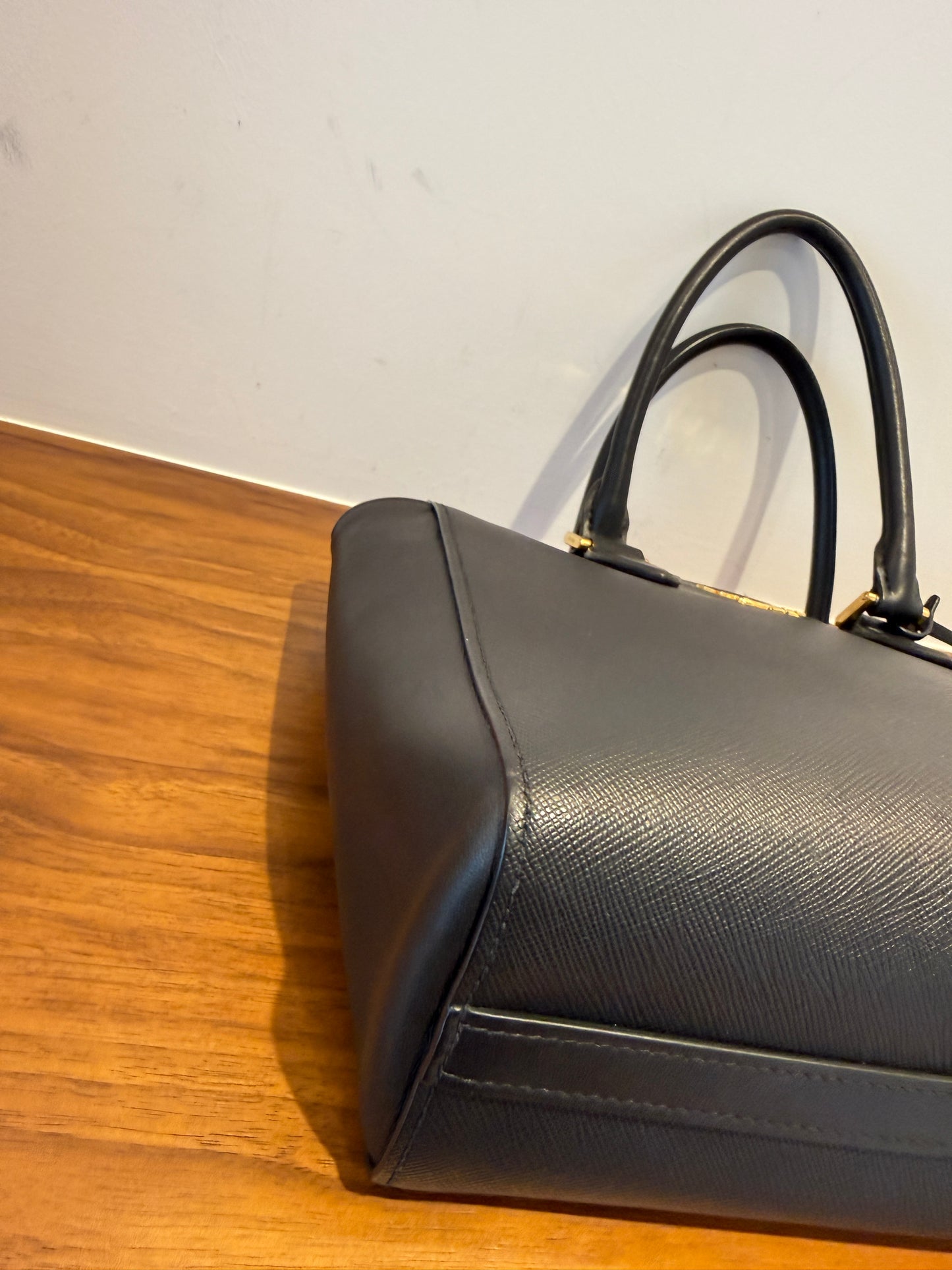 Prada Saffiano Soft Calfskin Zippered Tote in Black
