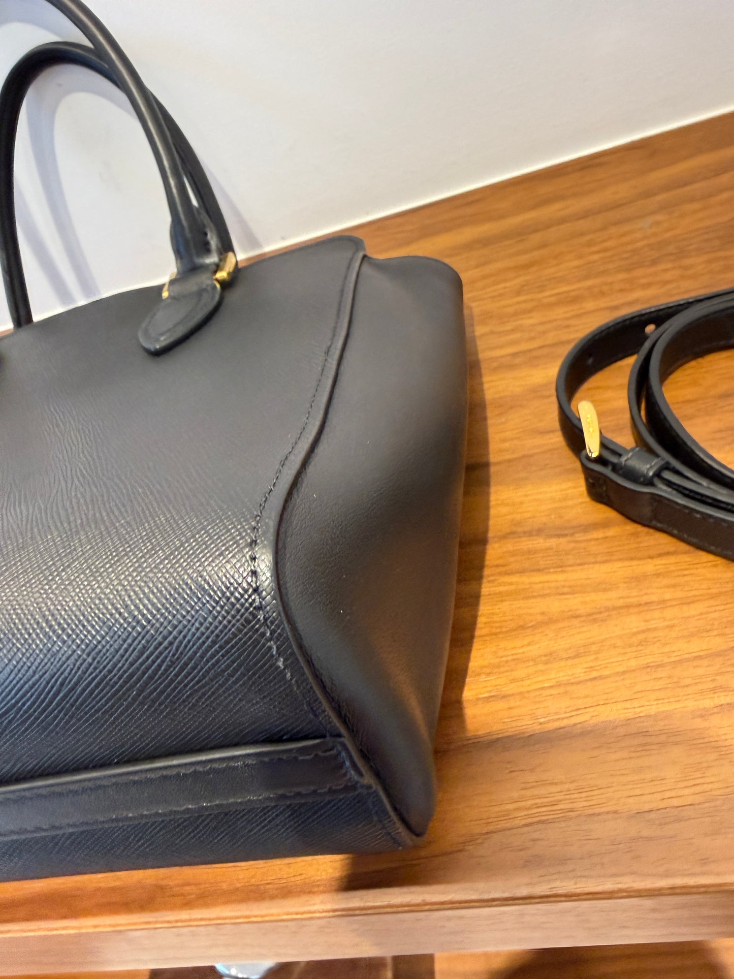 Prada Saffiano Soft Calfskin Zippered Tote in Black