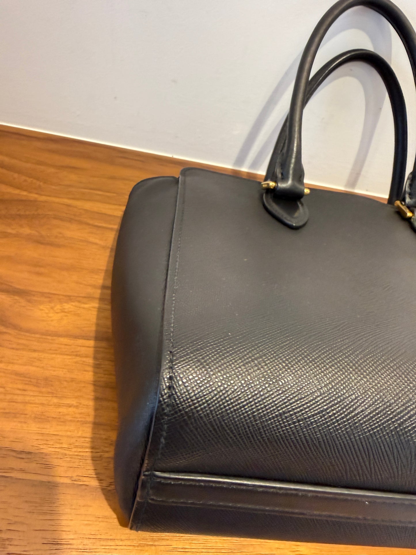 Prada Saffiano Soft Calfskin Zippered Tote in Black